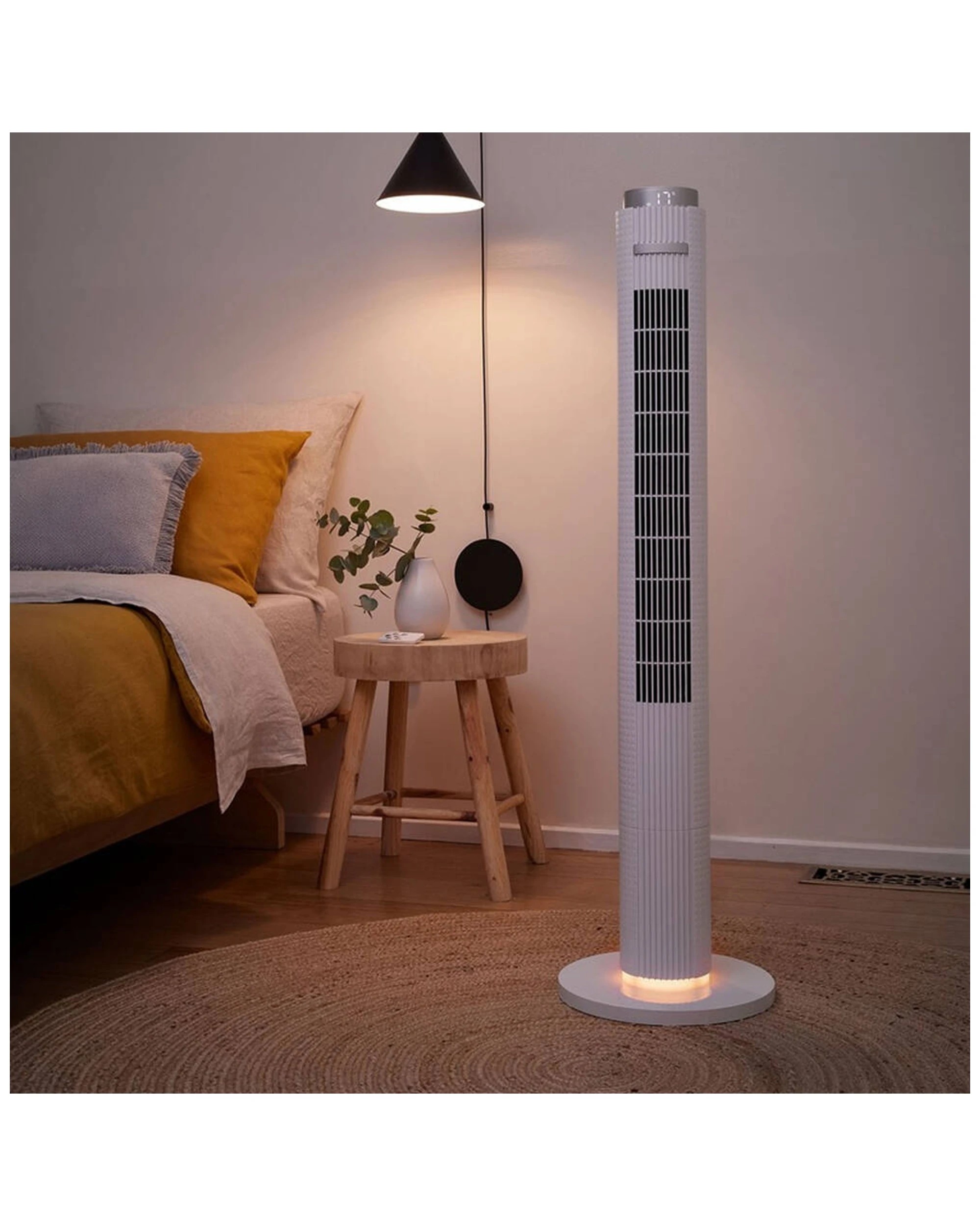 4 Dimplex 93cm Digital Tower Fan Home/room Bedroom Fan W/ Night Light - White, 4 of 5