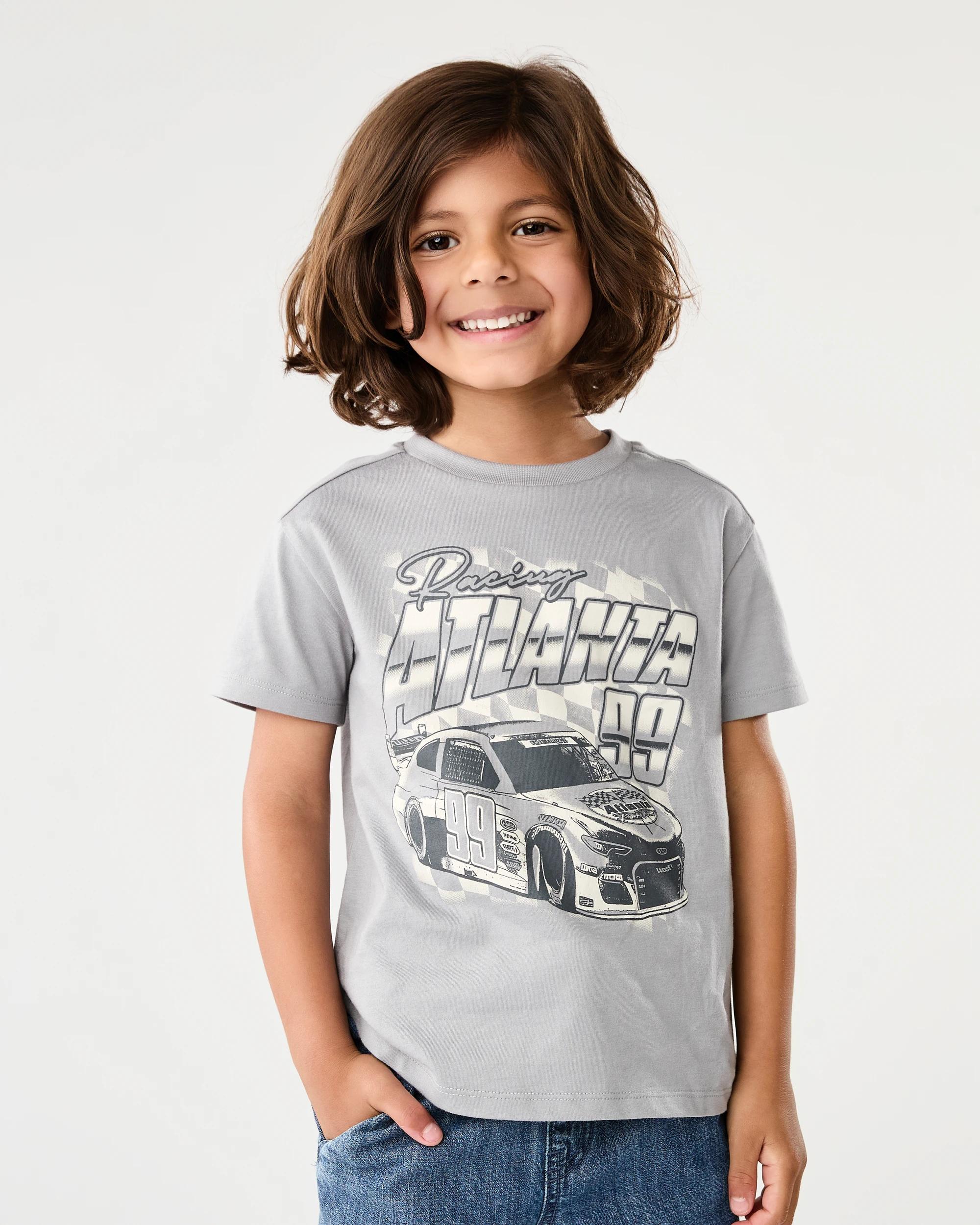 1 Chest Print T-shirt Gry Car, 1 of 6