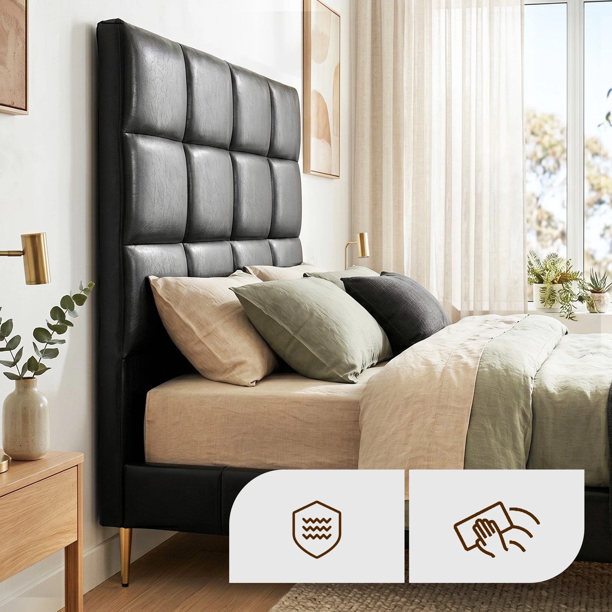 5 Artiss Bed Headboard Queen Bedhead PU Leather - Black, 5 of 8