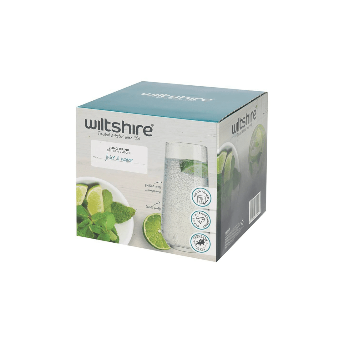 3 4pc Wiltshire Allegra Long/tall Drinking Glass Tumblers Cups Set 470ml
 - Clear, 3 of 3