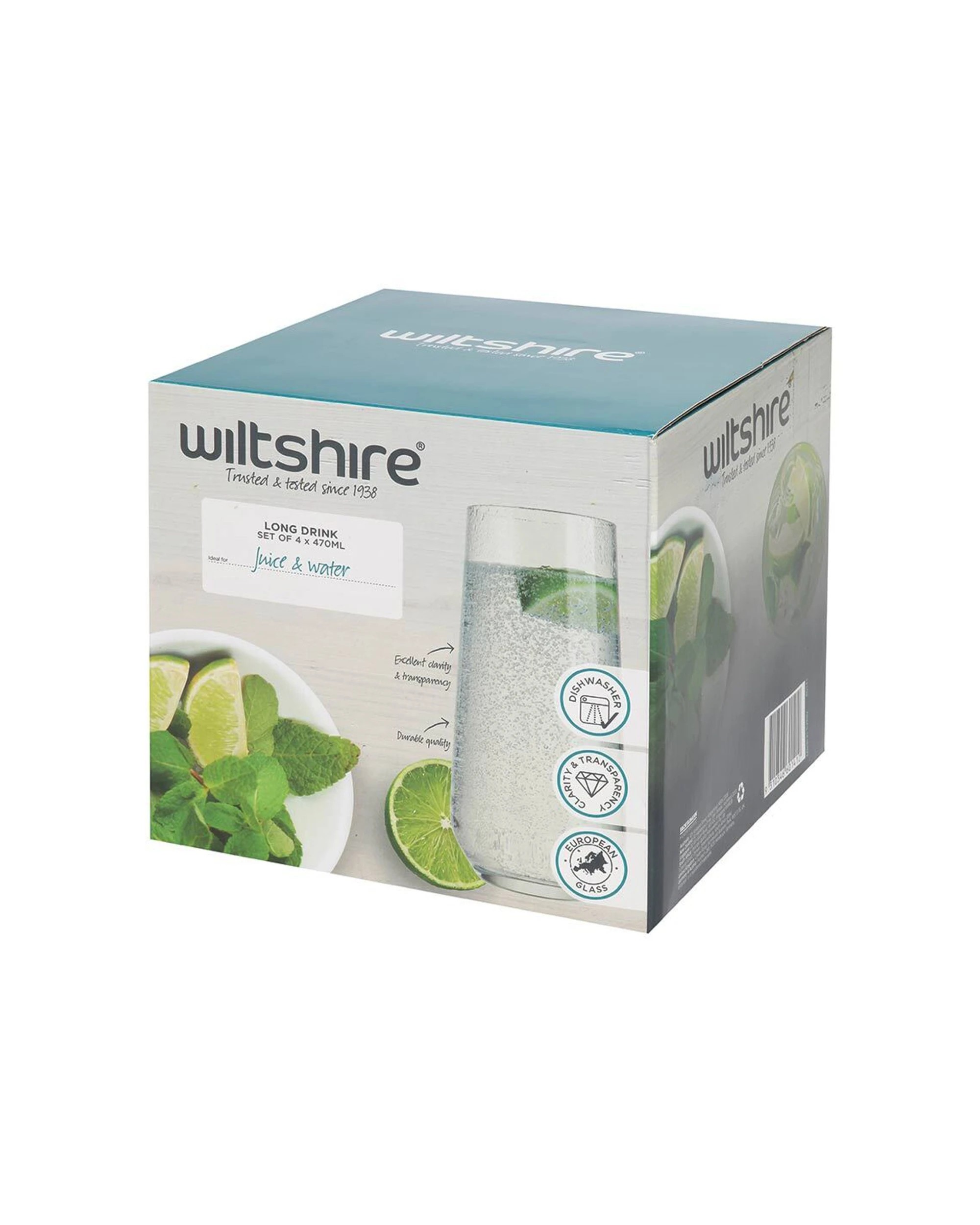 3 4pc Wiltshire Allegra Long/tall Drinking Glass Tumblers Cups Set 470ml
 - Clear, 3 of 3