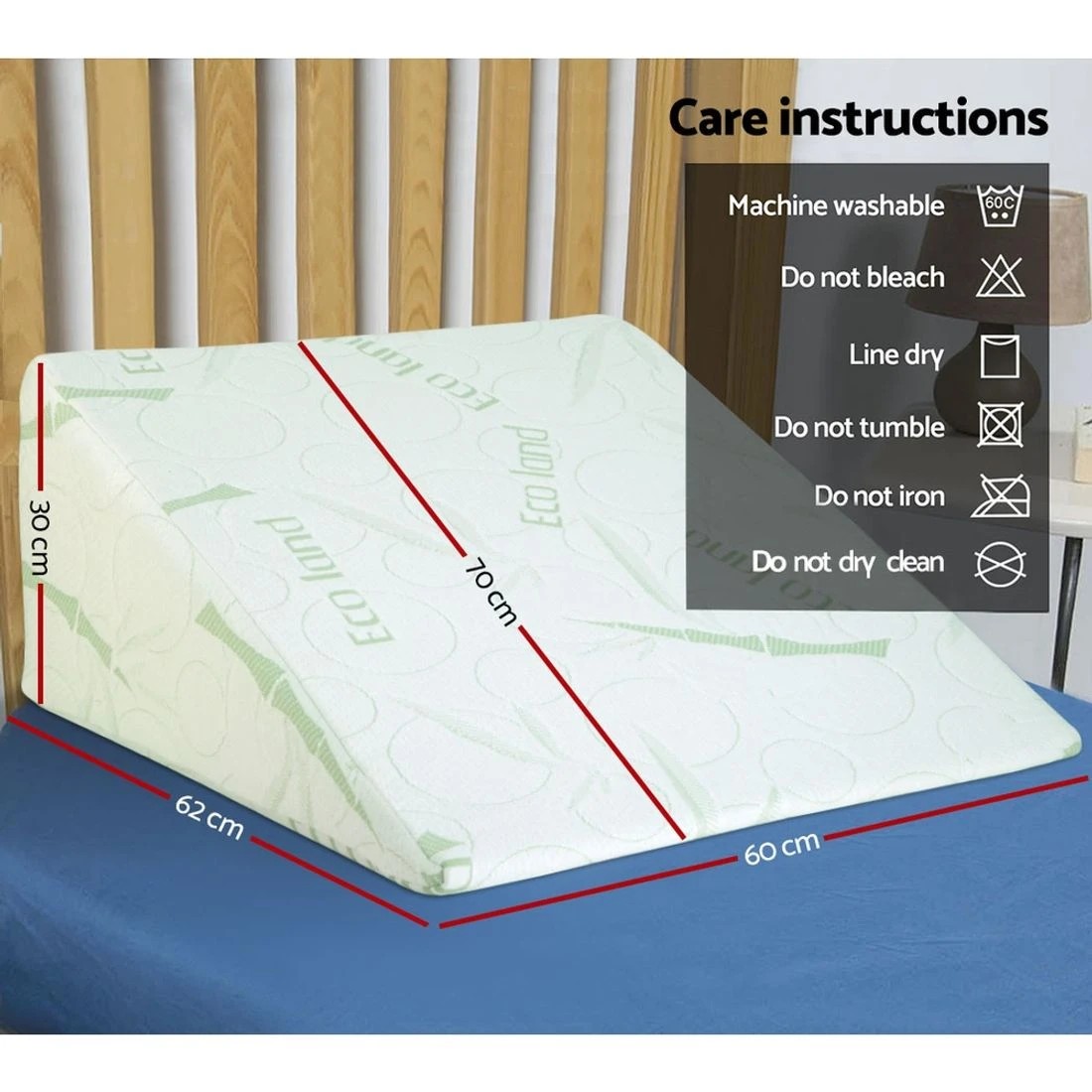 2 Giselle Bedding Wedge Pillow Bamboo Cover Durable Space Saving Modern Decor Easy Assembly Sturdy Versatile - White, 2 of 8