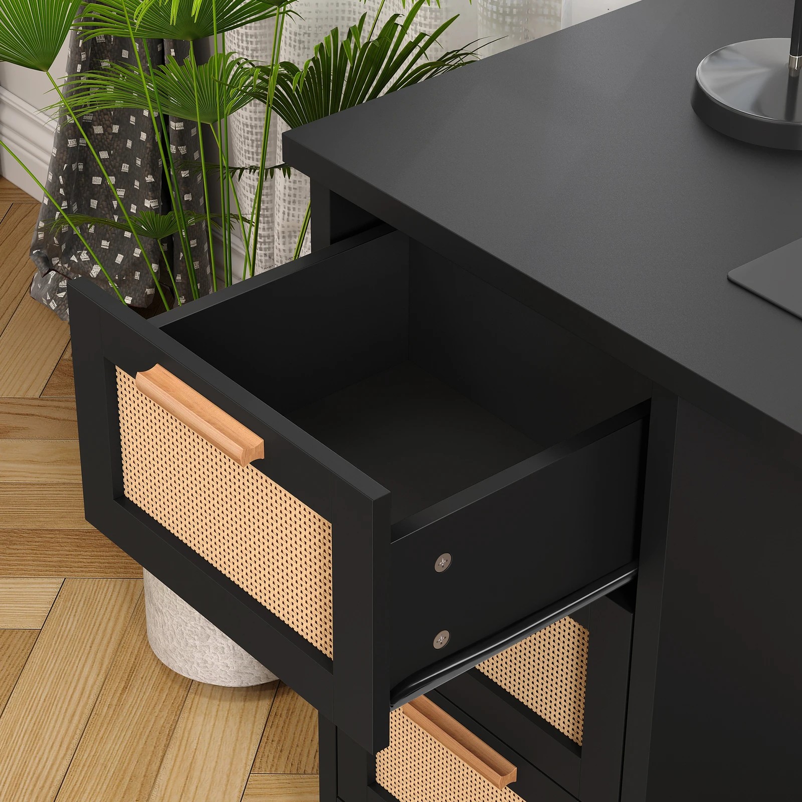 9 Alfordson Computer Desk Drawers Office Laptop PC Study Table Shelf - Black, 9 of 10