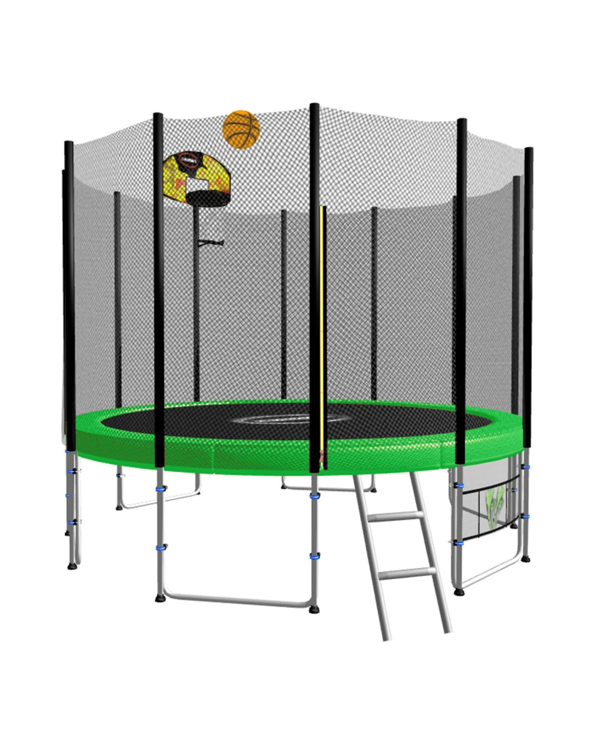 1 Kahuna Blizzard 8 ft Trampoline Green with Basketball Set, 1 of 7
