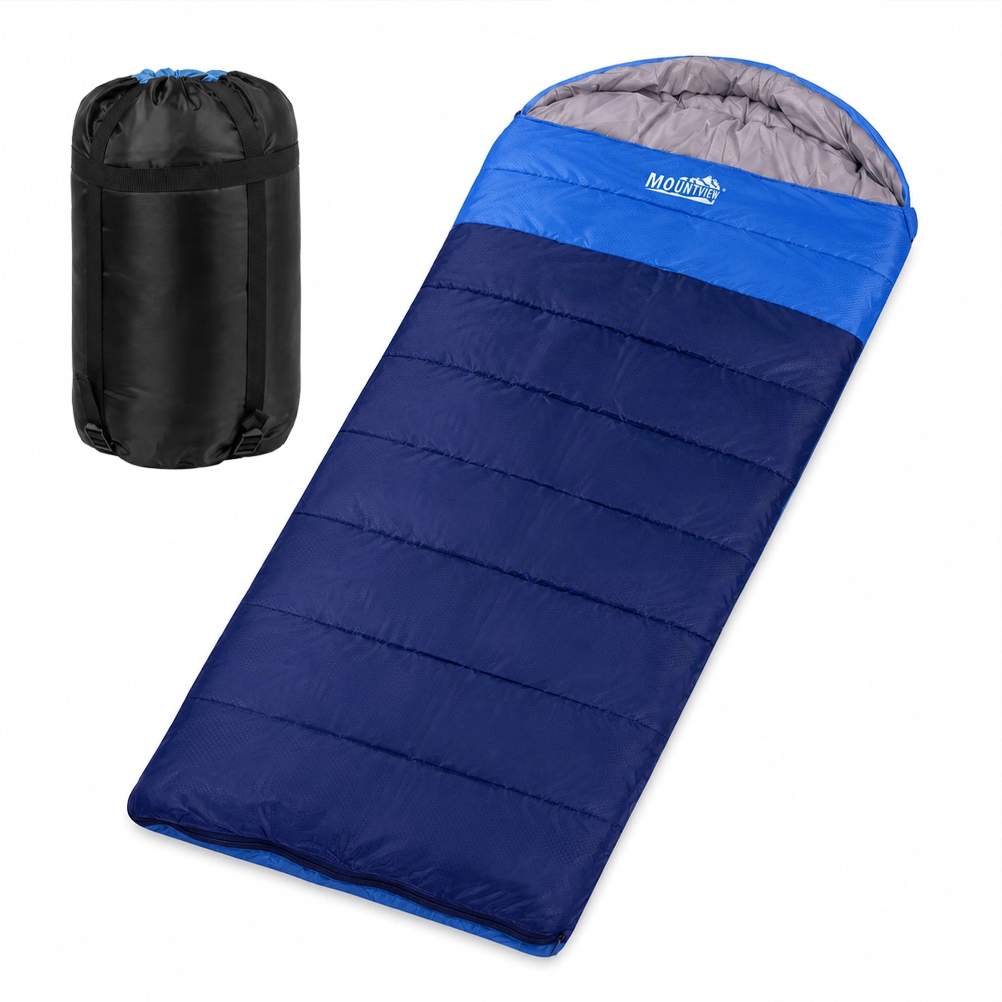 1 Mountview Sleeping Bag Extra Wide 230x100cm 3 Season Waterproof Hiking Blue, 1 of 8