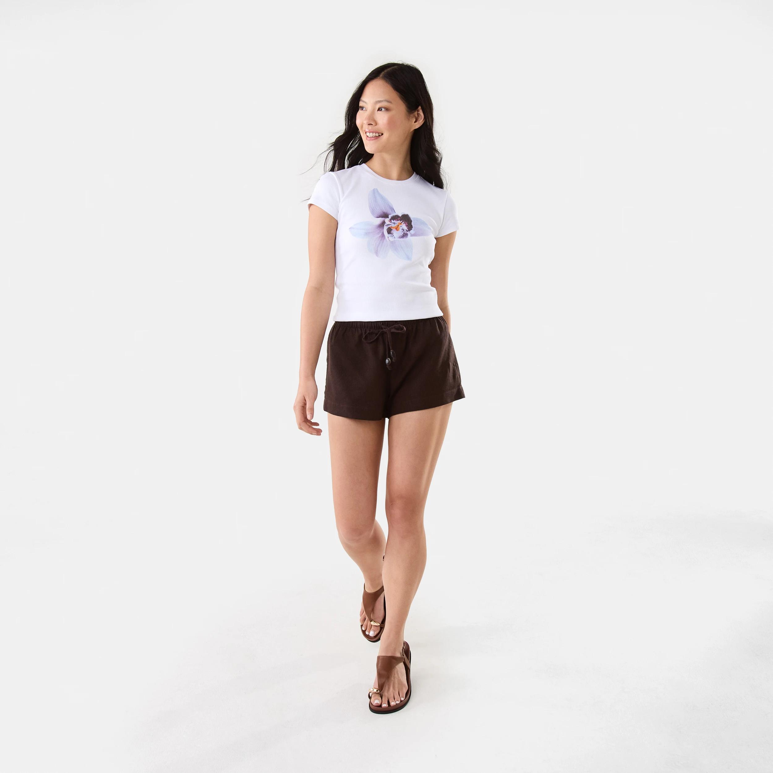 2 Linen Blend Shorts Choc Plum, 2 of 9