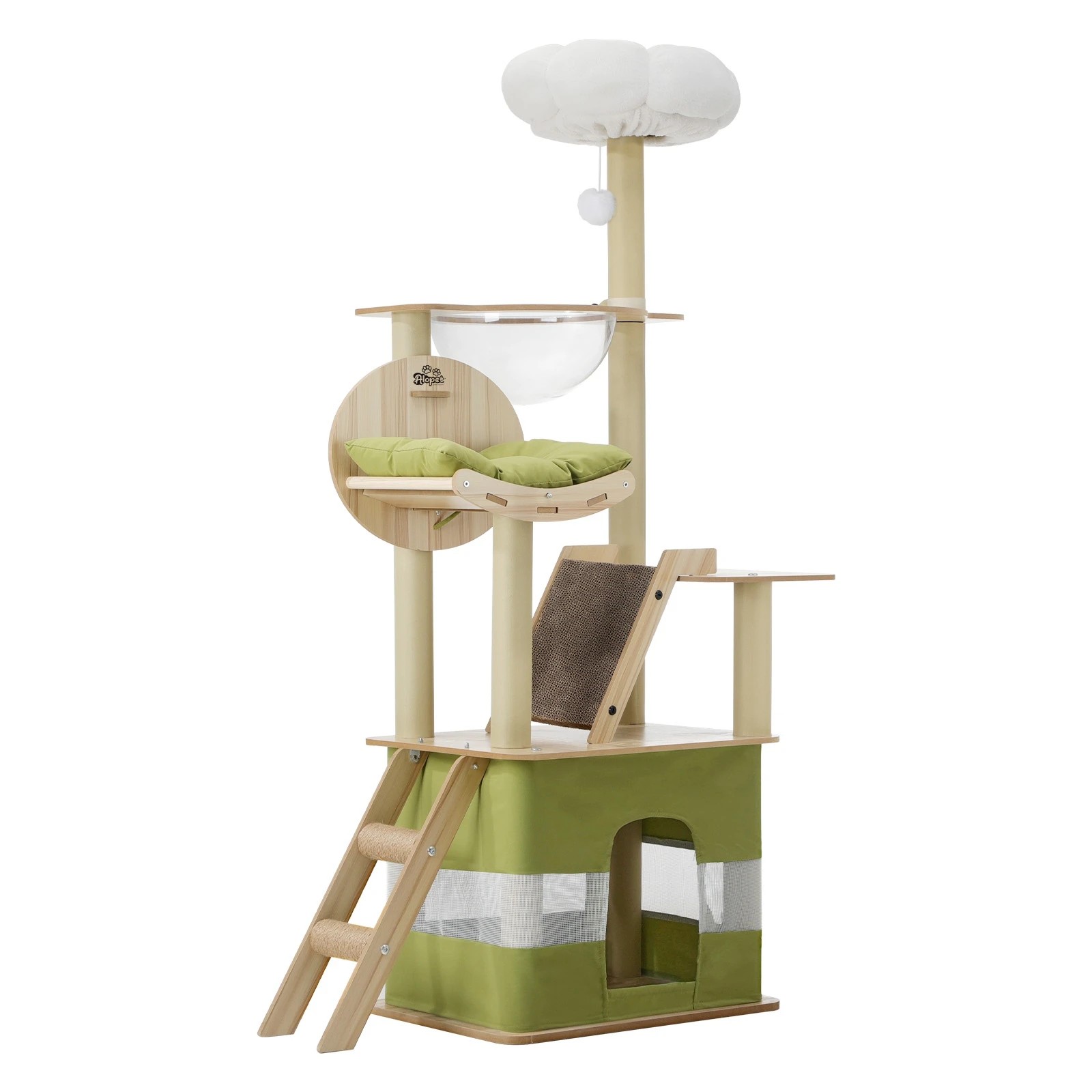 1 Alopet Cat Tree Tower Scratching Post Scratcher 152cm Condo House Bed Furniture
 - Natural, 1 of 8