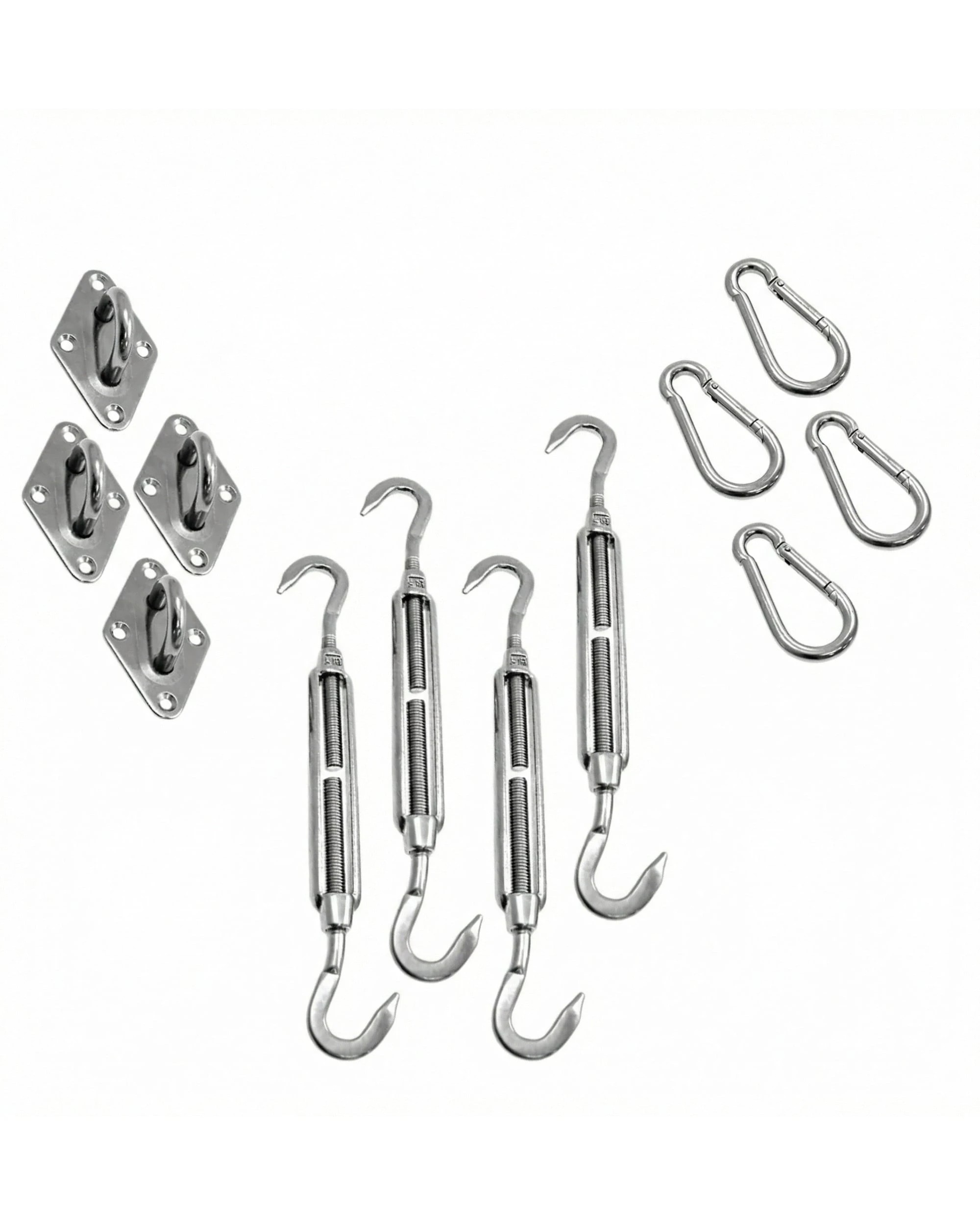 1 Shade Sail Steel Mountain Kit Carabiner Pad EyeTurnbuckle Set - Silver, 1 of 3