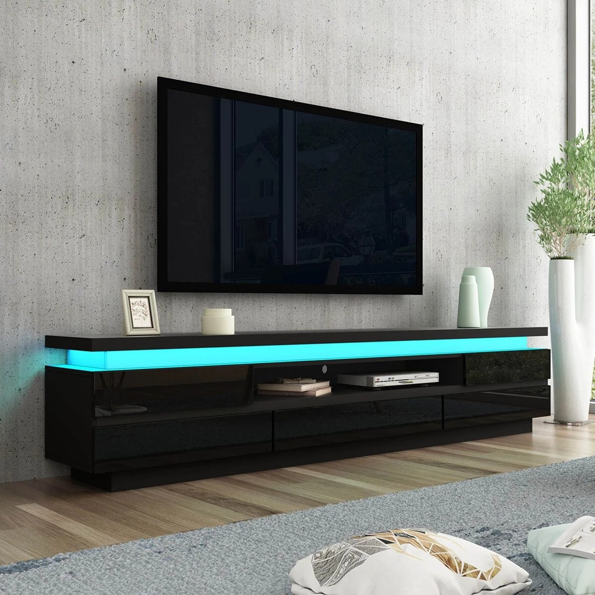 2 Ausway TV Cabinet Stand Entertainment Unit LED with 5 Drawers, 2 of 7