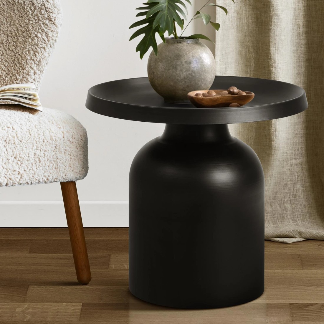 2 Oikiture Coffee Side Table Round Bedside Sofa Tea End Tables Steel Metal
 - Black, 2 of 10