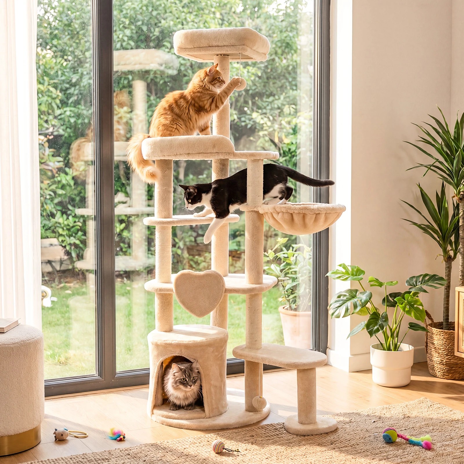 3 Costway Large Multi-Level Cat Tree Cat Tower w/Sisal Scratching Posts, 3 of 5