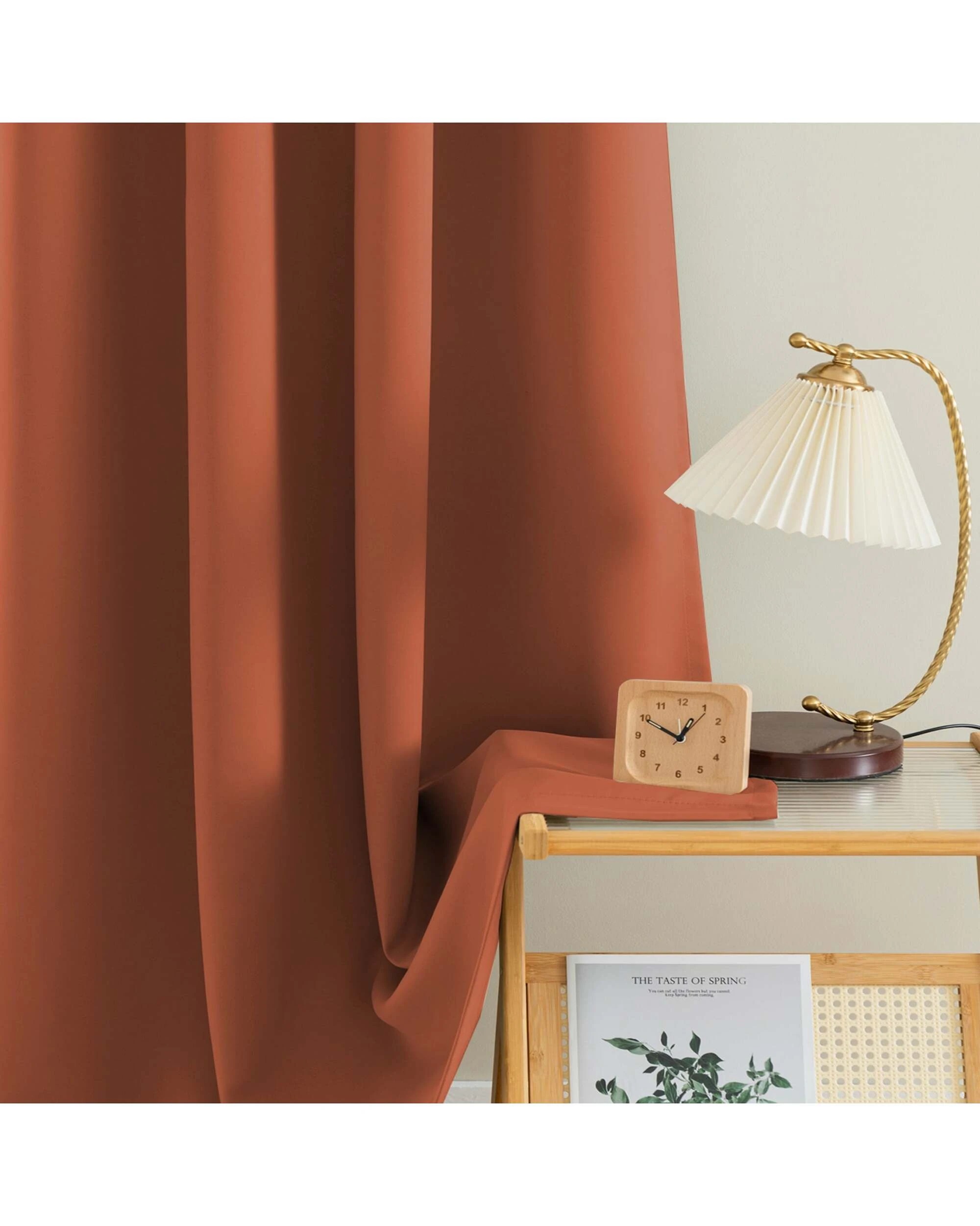 2 Smarcute Blockout Grommet Solid Curtain - 2X 132x243cm - Orange, 2 of 4