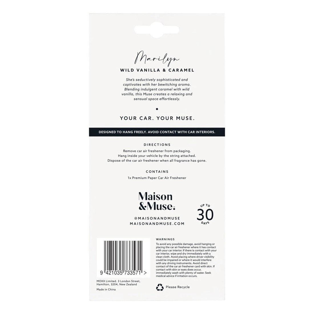 3 Maison and Muse Marilyn Car Air Freshener - Wild Vanilla and Caramel, 3 of 7