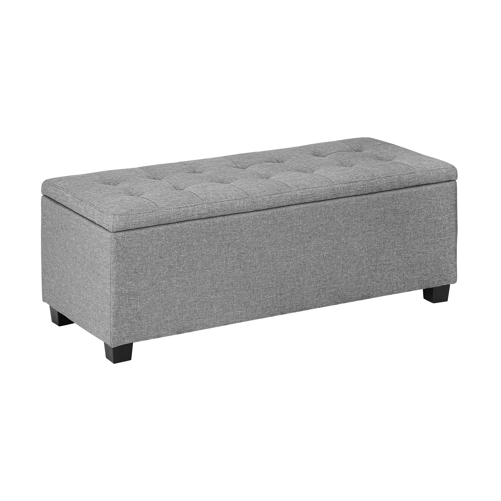 3 Oikiture Storage Ottoman Blanket Box Faux Linen Chest Toy Foot Stool Large
 - Grey, 3 of 10