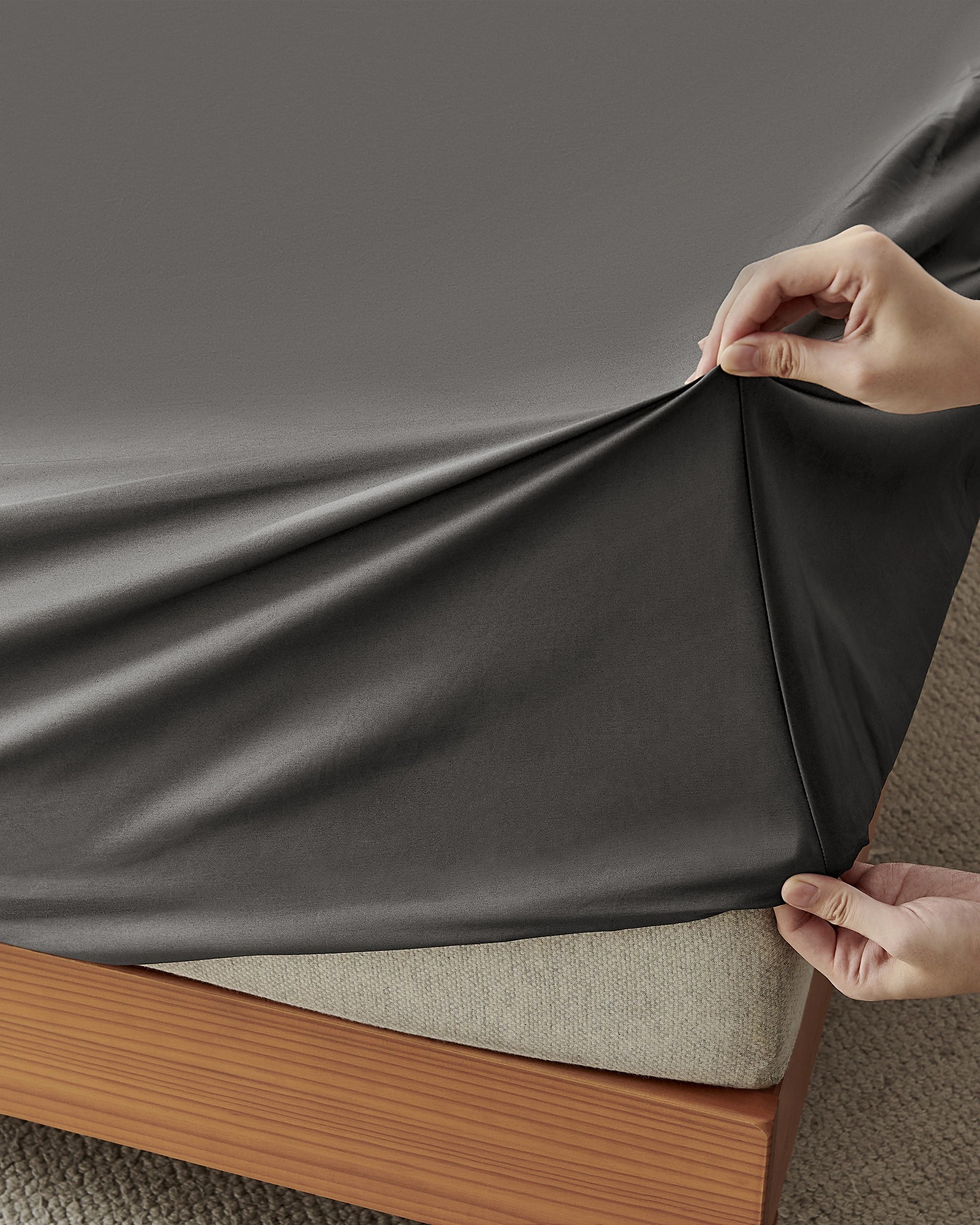 3 Dreamaker 400TC Premium Cotton Sateen Sheet Set - Super King Bed - Charcoal, 3 of 7