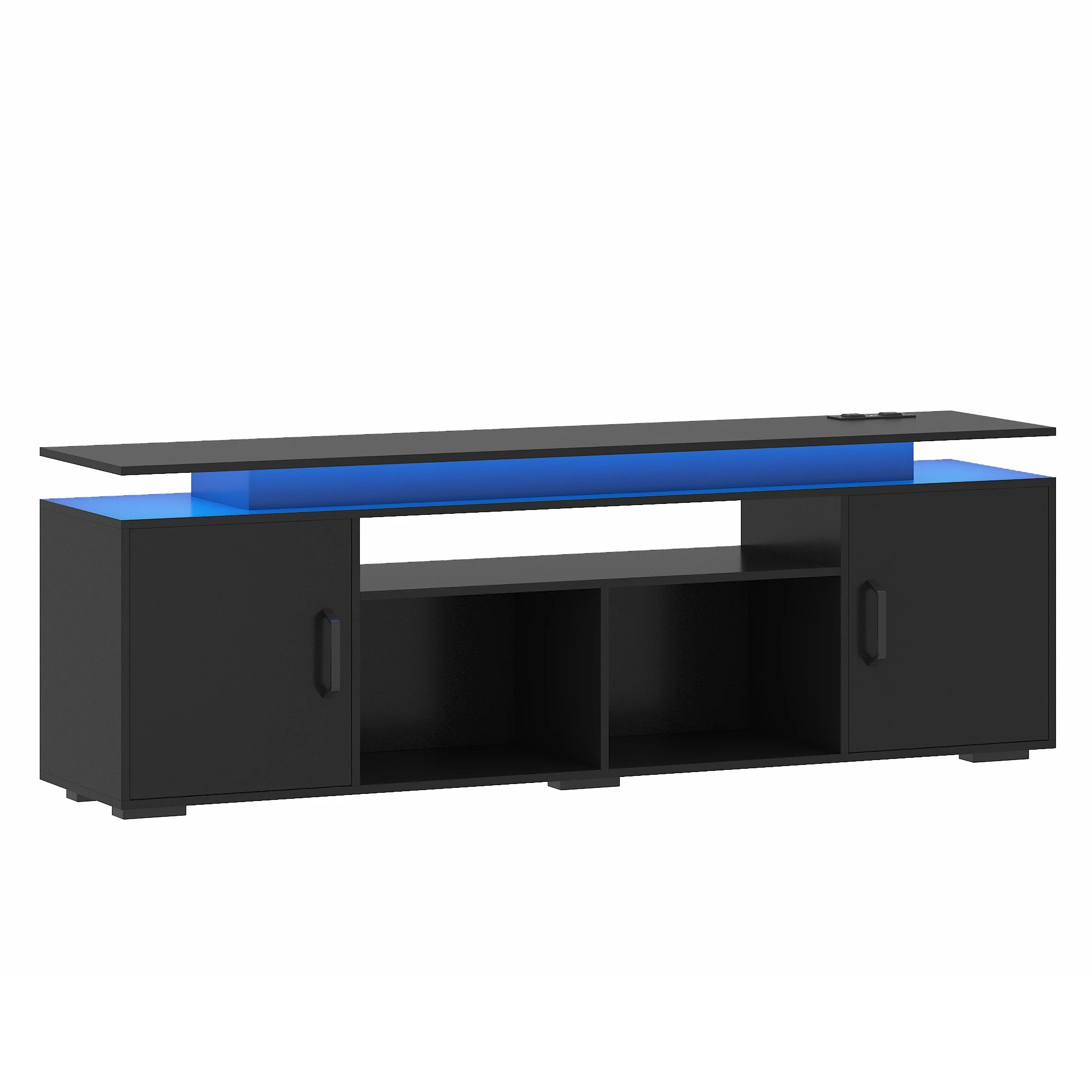 4 Advwin LED TV Cabinet 140cm Entertainment Center TV Stand Media Console Table Storage Cabinets - Black, 4 of 9