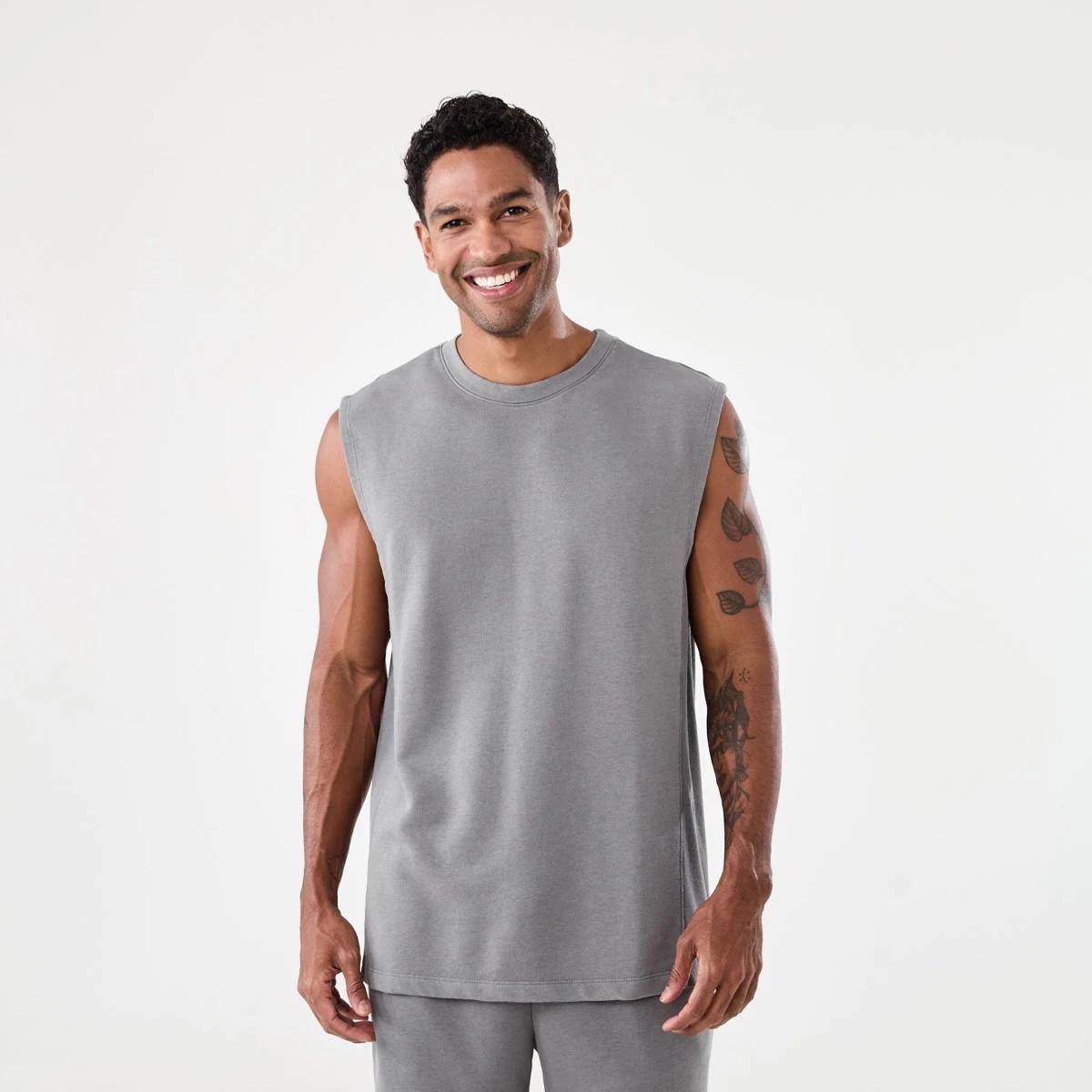 1 Active Mens Washed Terry Muscle Quietshade, 1 of 6