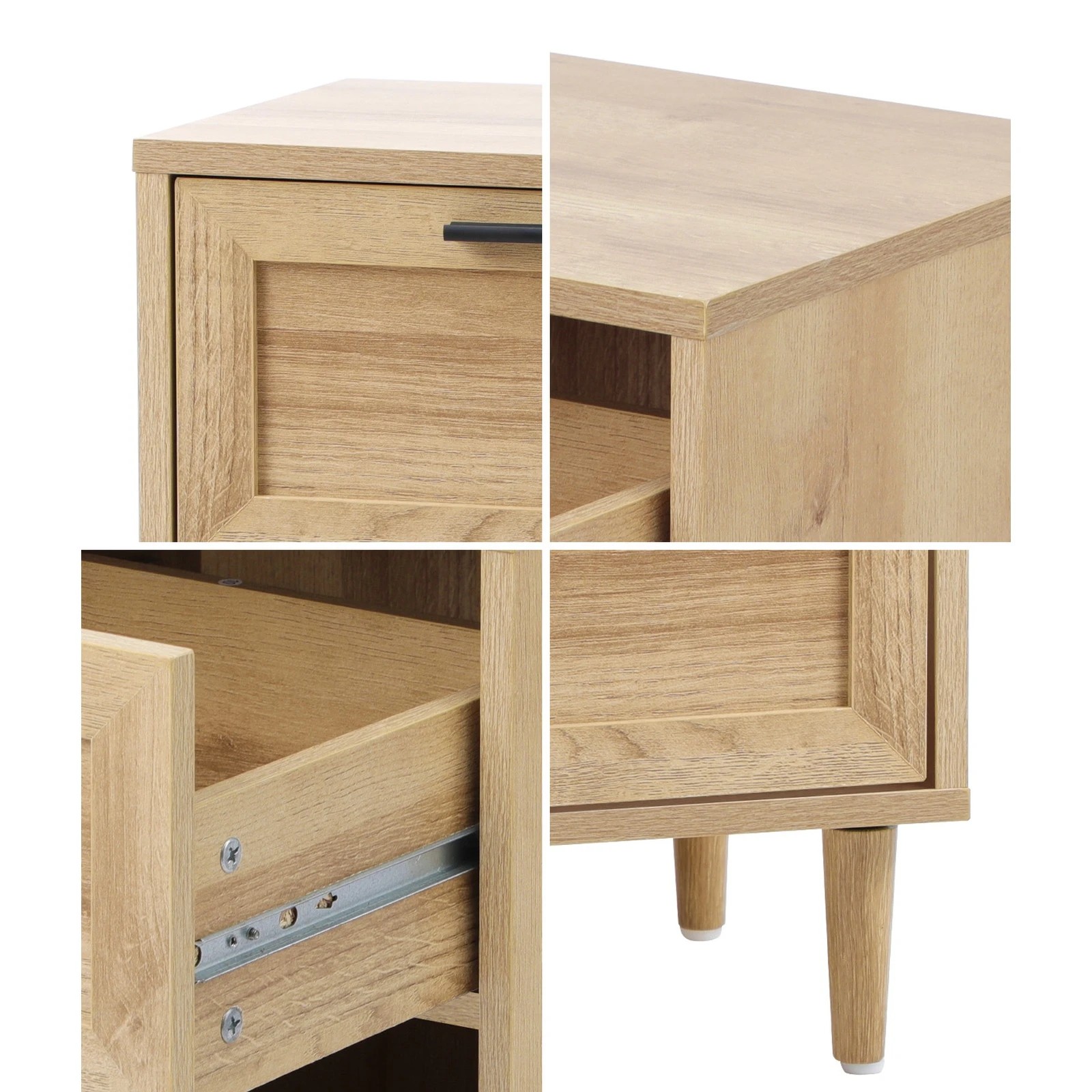 5 Oikiture Bedside Tables Set of 2 Nightstand Side End Table Bedroom Storage - Natural, 5 of 9