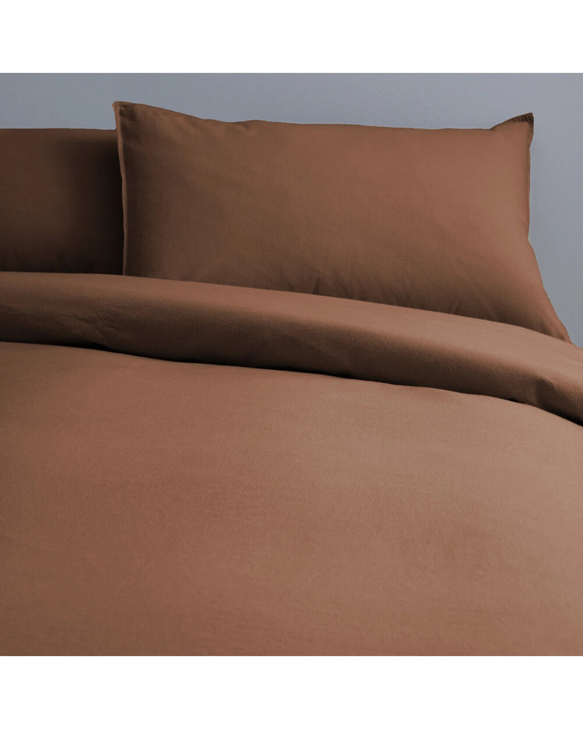 1 Canningvale Cozi Cotton Flannelette Quilt Bed Bedding Cover Set Nutmeg Single - Brown, 1 of 5