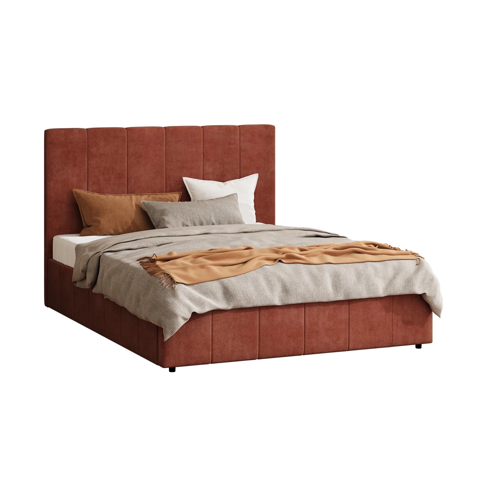 3 Oikiture Bed Frame Double Size Beds Gas Lift Mattress Base Fluted Headboard - Brown, 3 of 9