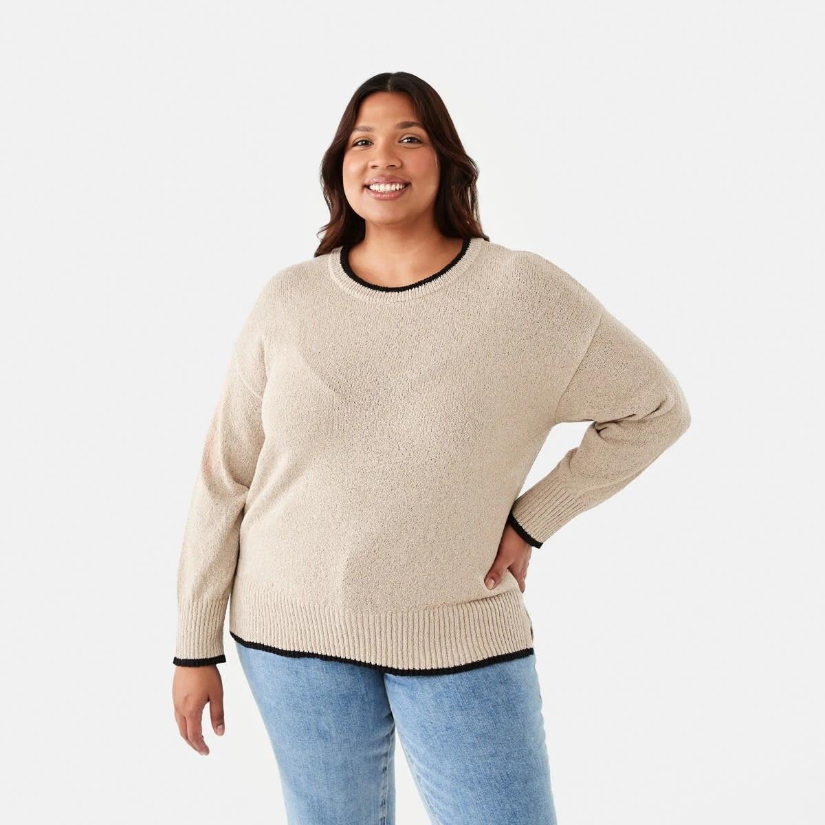 1 Curve Contrast Tipping Jumper Bone Beige, 1 of 6