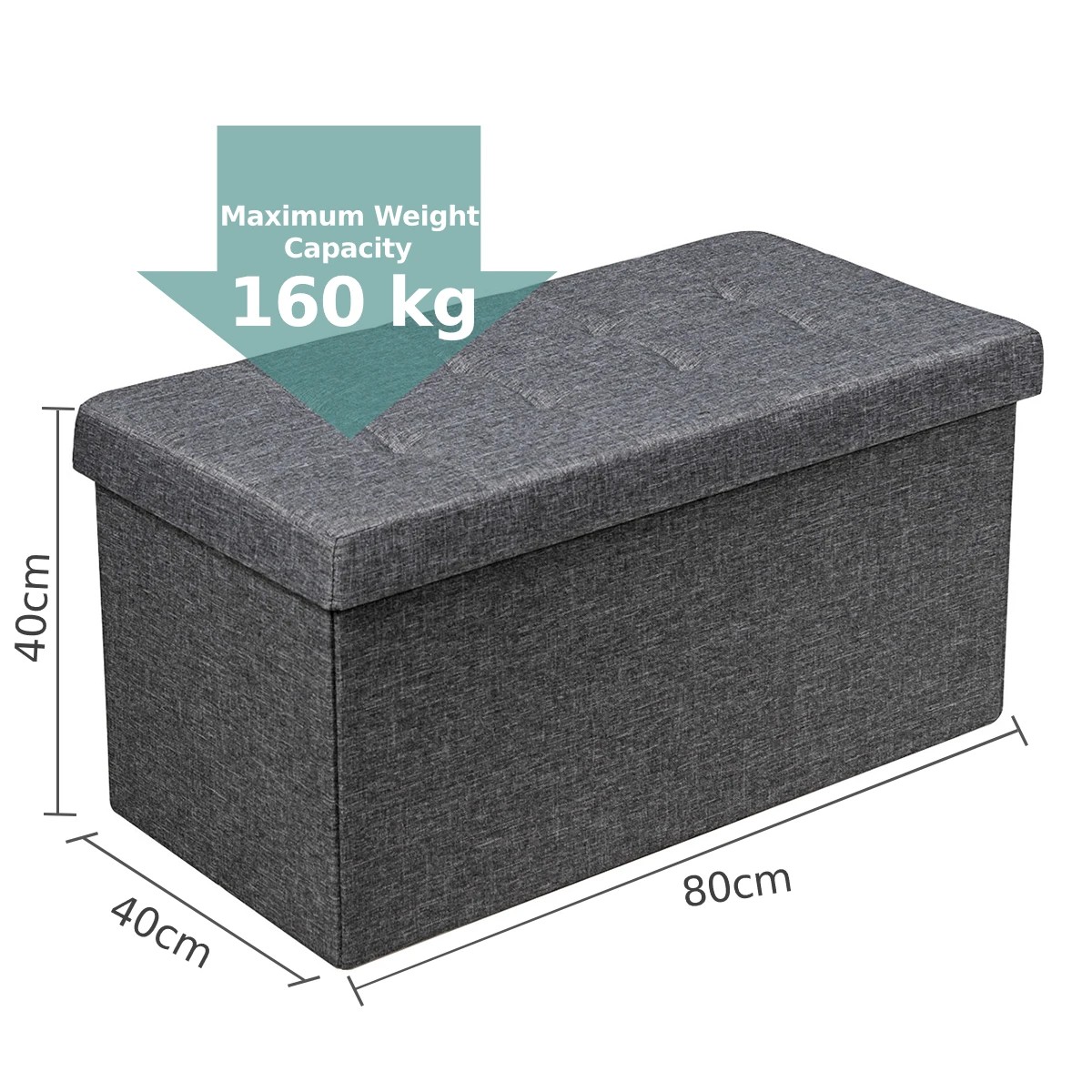 3 Costway Fabric Foldable Storage Ottoman Bench Footrest Stool Collapsible Box - Grey, 3 of 3