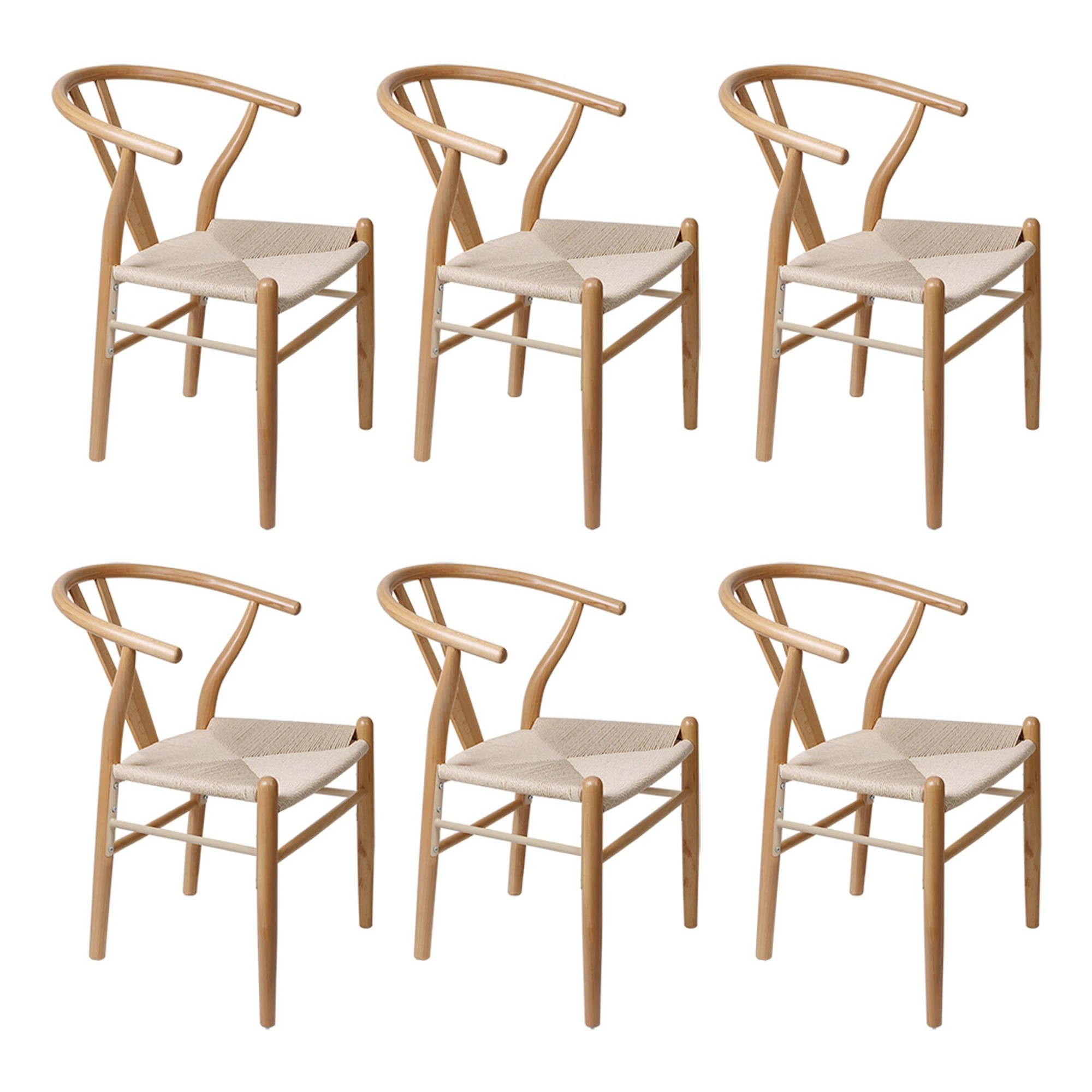 1 Levede 6x Dining Chairs Wooden Hans Wegner Chair Wishbone Chair Cafe Lounge Seat, 1 of 8