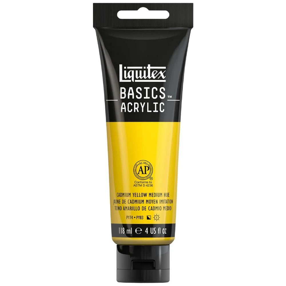 1 Liquitex Basics 118mL Paint Cadmium Yellow Medium Hue, 1 of 5