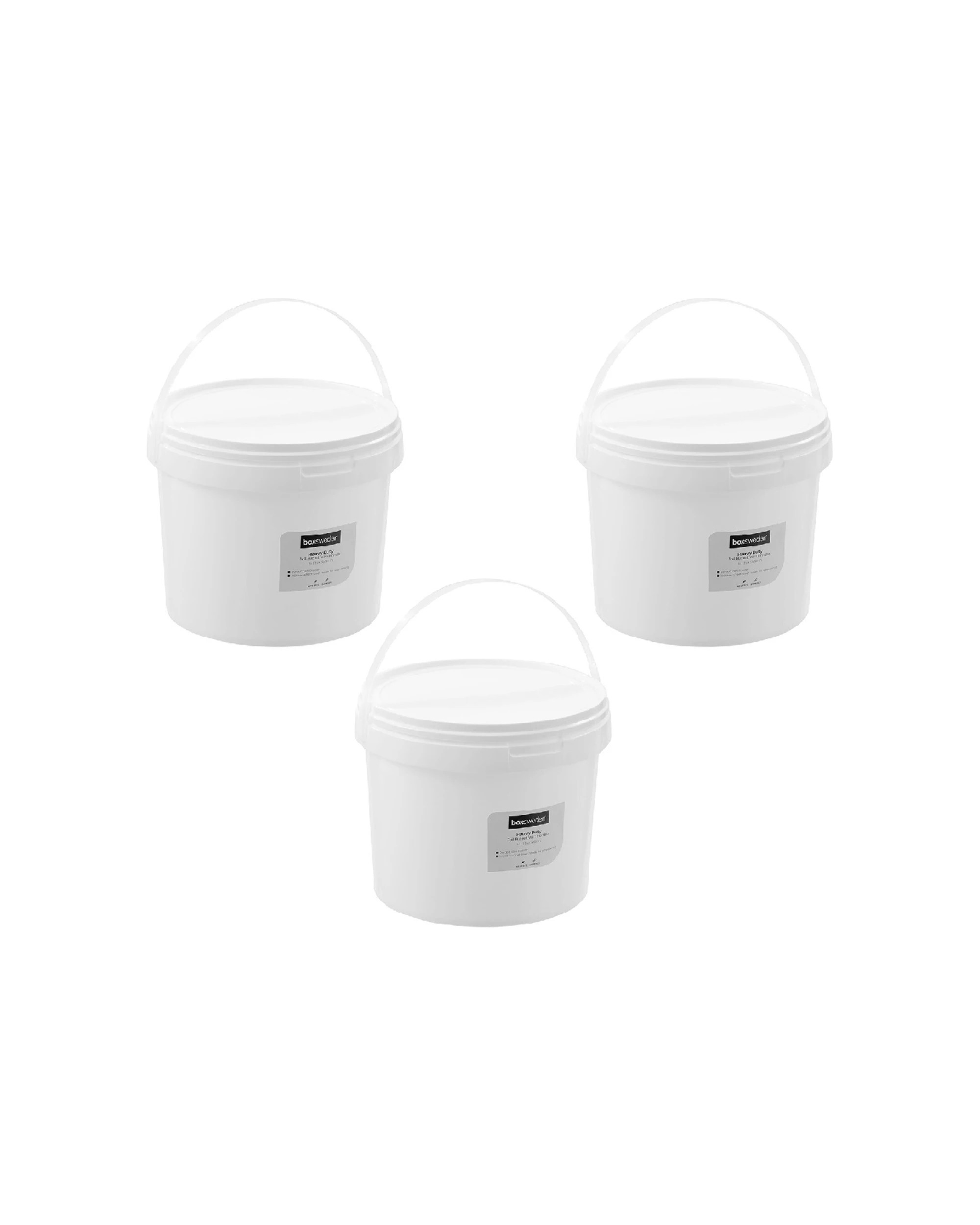 1 Boxsweden 3PK Boxsweden 5L Heavy Duty Handled Pail Bucket BPA Safe Durable Material - White, 1 of 5