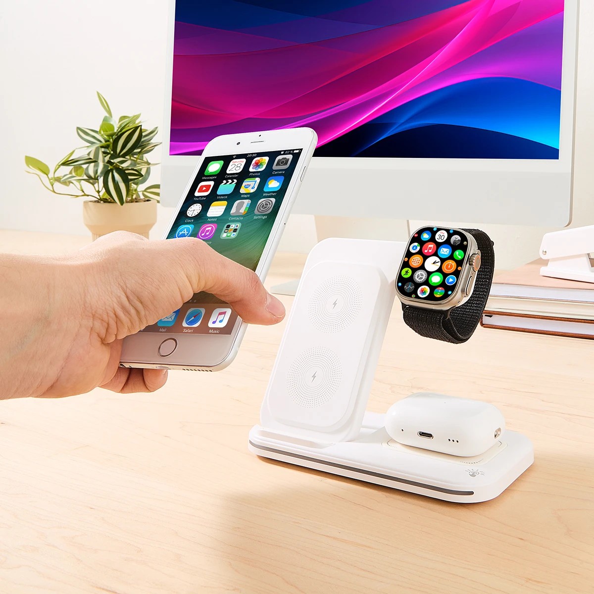 1 3-in-1 Foldable Wireless Charger - White, 1 of 9