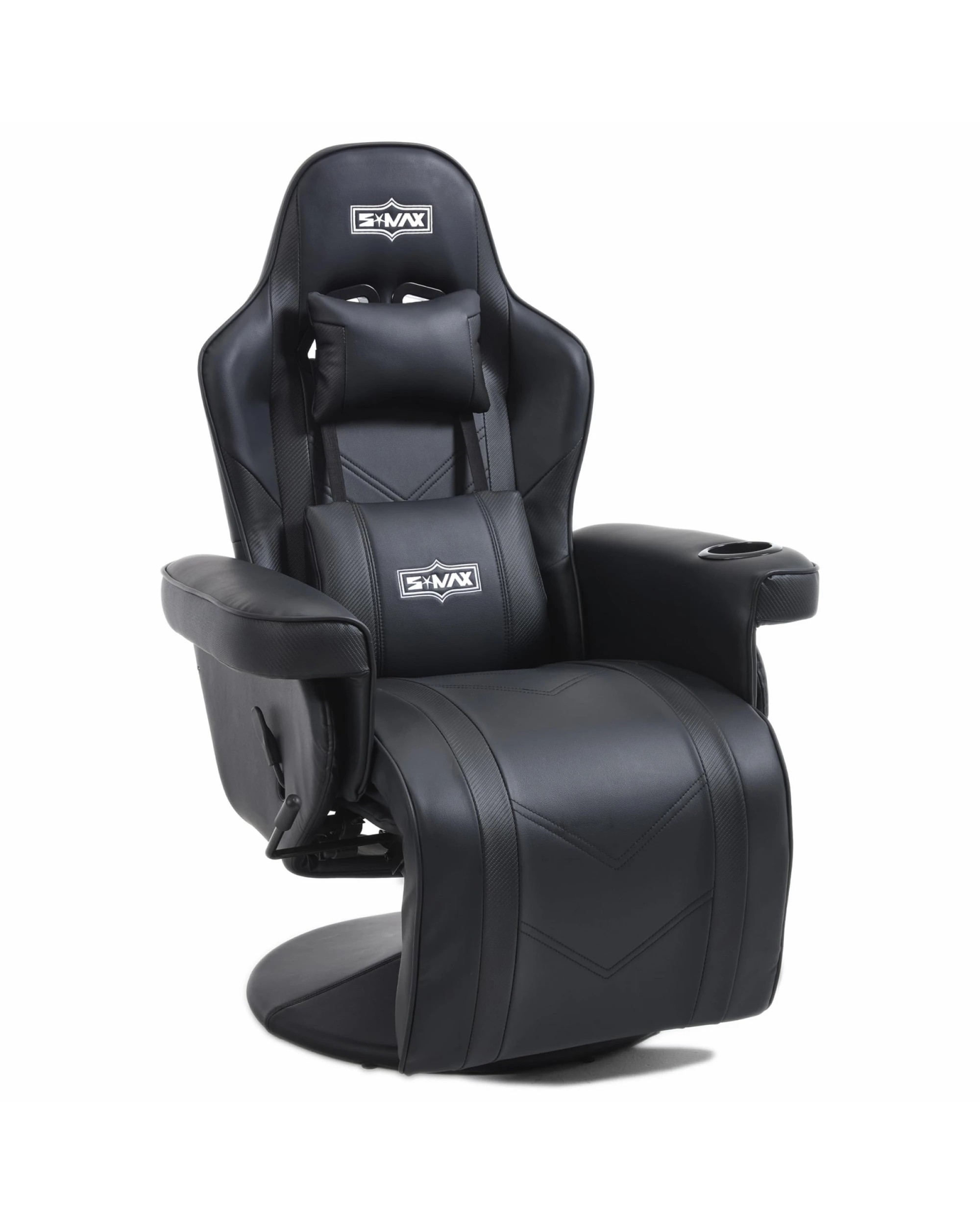 1 BR Home Gaming Recliner Chair with Gas Lift Height Adjustment in Black, 1 of 6