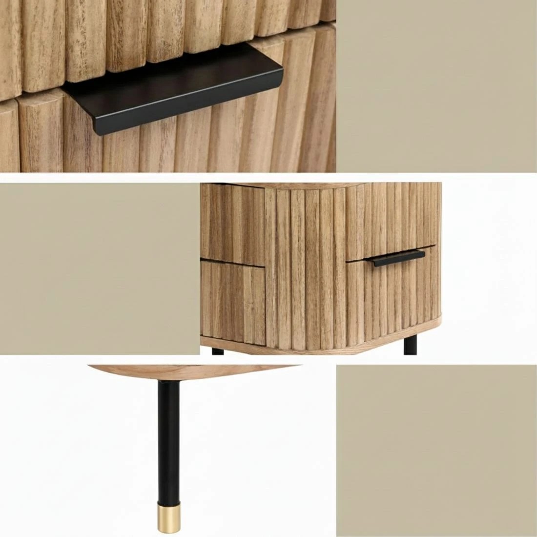 7 Artiss Bedside Table 2 Drawers - Brown, 7 of 7