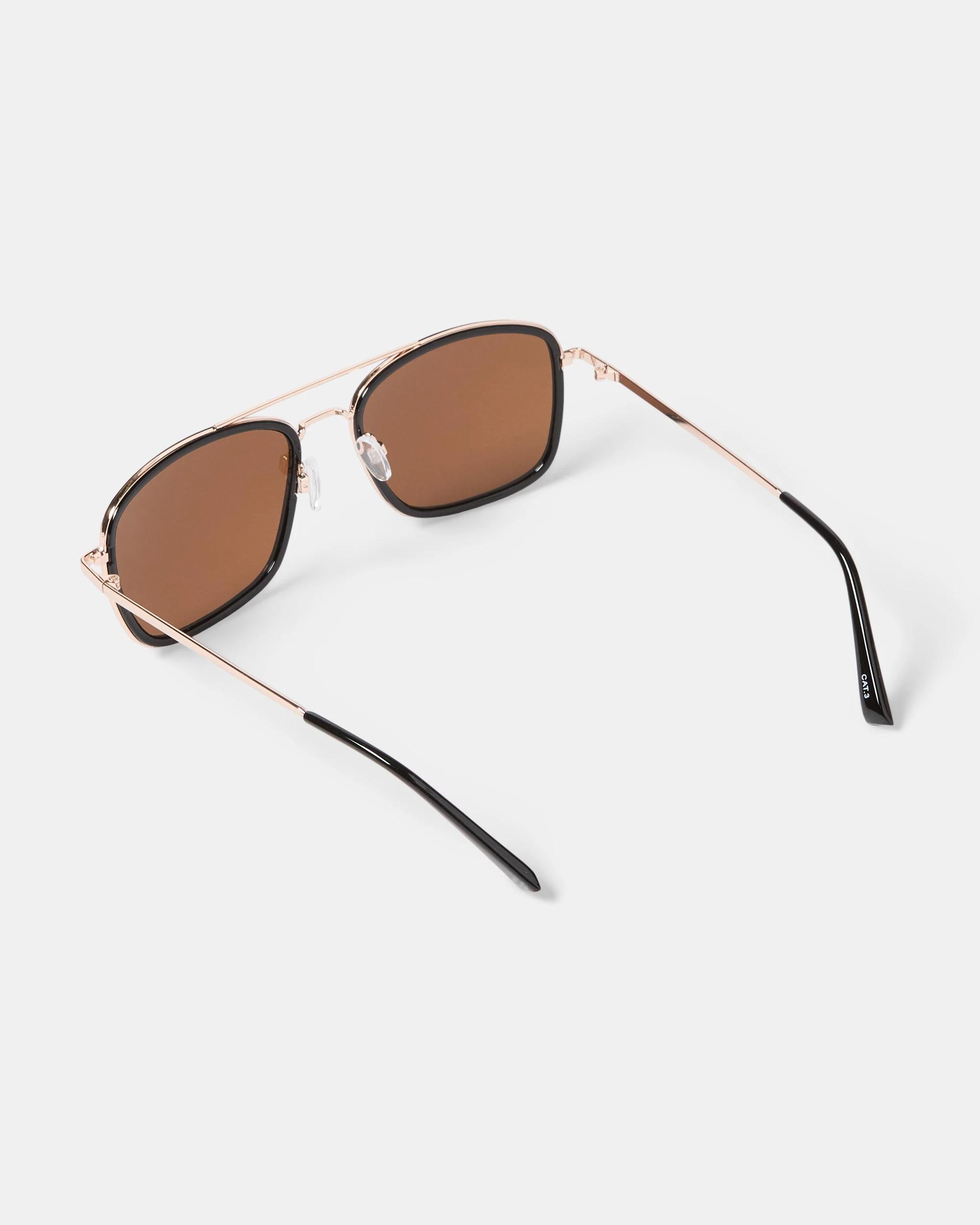 3 Metal Combo Aviator Sunglasses Brown Gold, 3 of 5