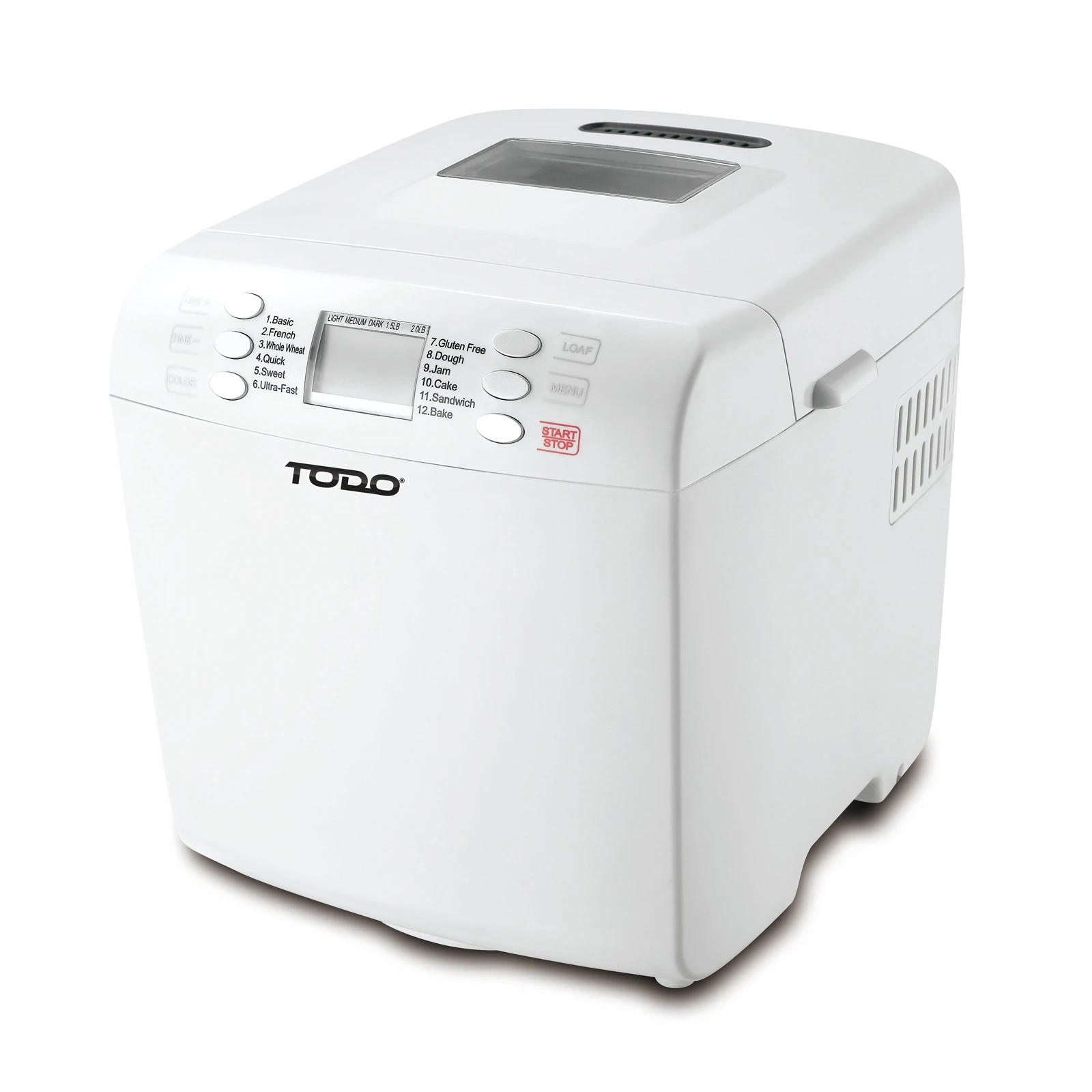 1 TODO Bread Maker 12 Programs Menu 550W Power Keep Warm Function White, 1 of 5