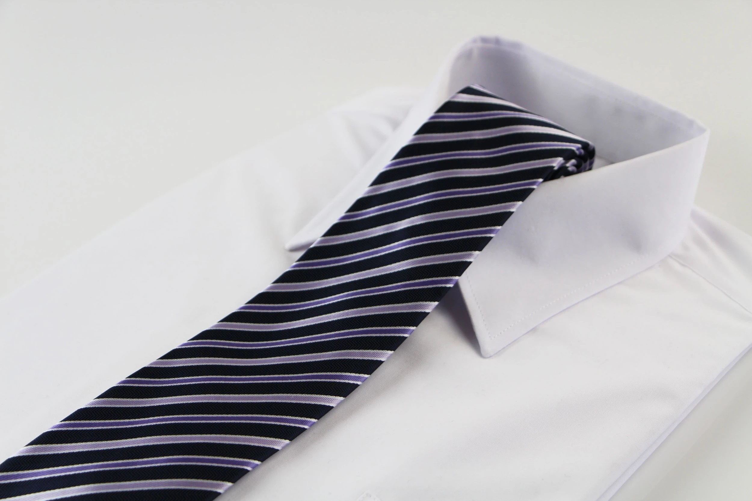 3 Zasel Mens Navy & Purple Striped Patterned 8cm Neck Tie - Multi, 3 of 3