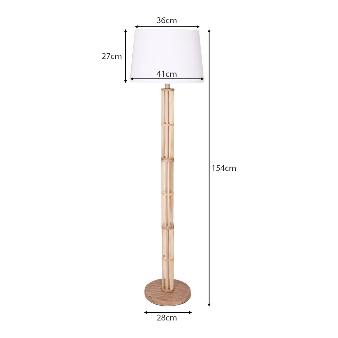 2 Sarantino Rattan Floor Lamp With Off-White Linen Shade, 2 of 10