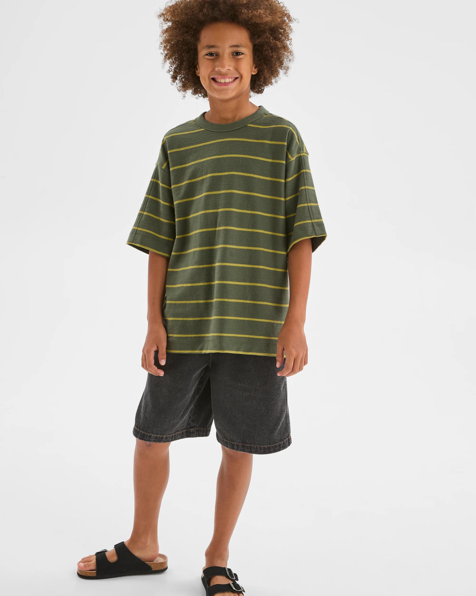 4 Target Kids Australian Cotton Textured Oversized T-Shirt GREEN, 4 of 7