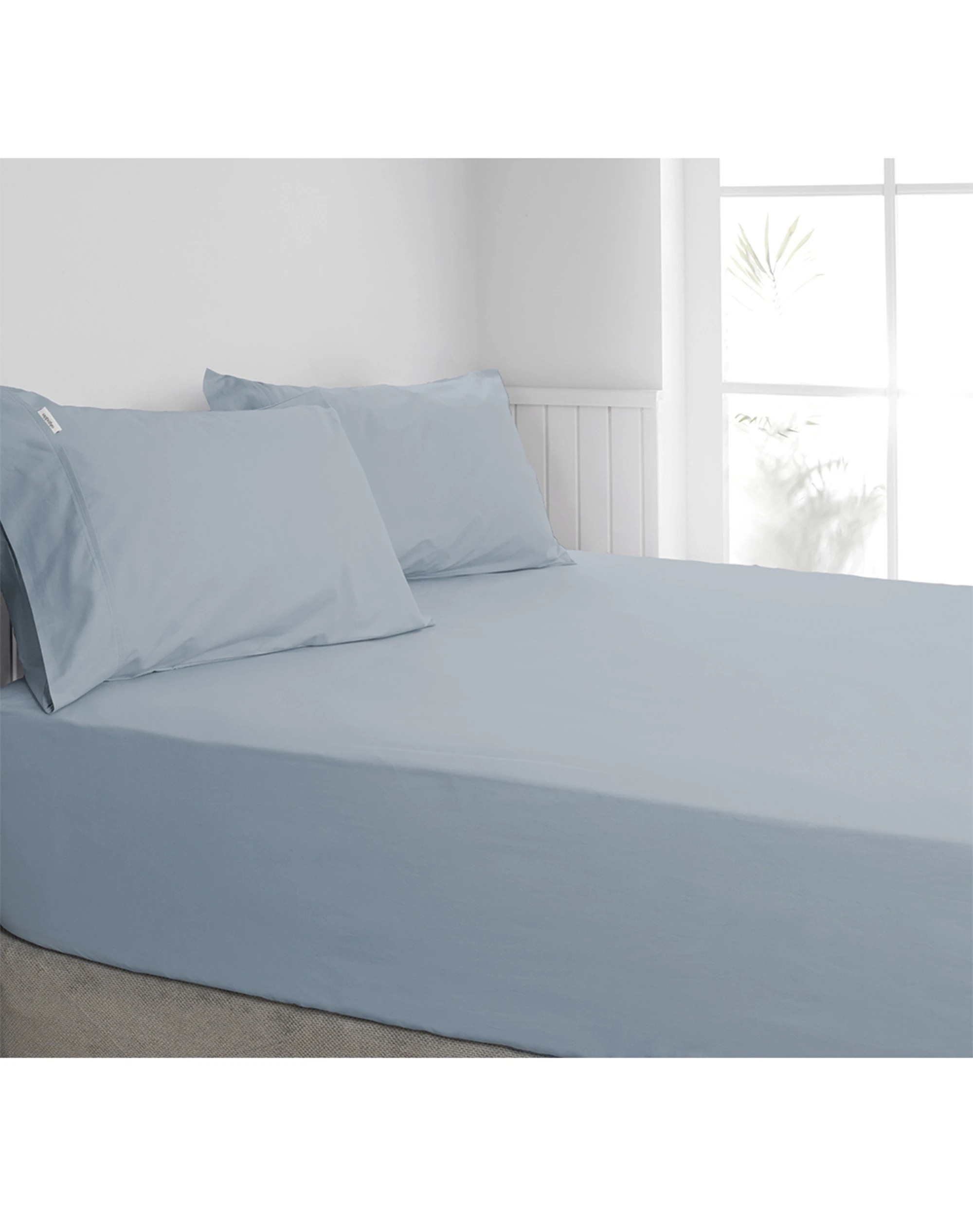 1 Algodon Combo 300TC Cotton Fitted Bed Bedding Sheet Set Faded Denim - King Bed - Blue, 1 of 3
