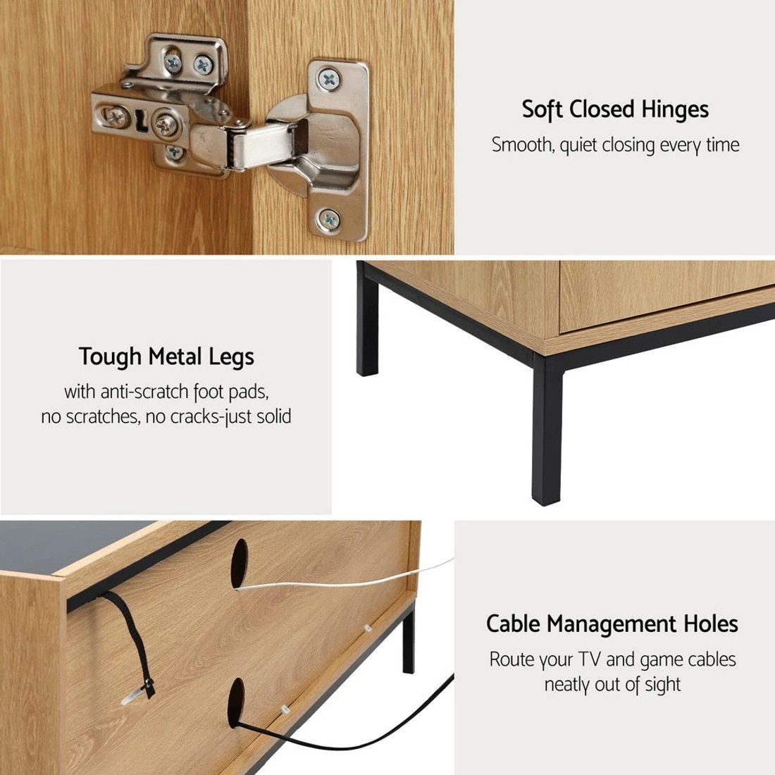 8 Artiss TV Unit Entertainment Unit Storage Cabinet Shelf 160cm - Natural, 8 of 8