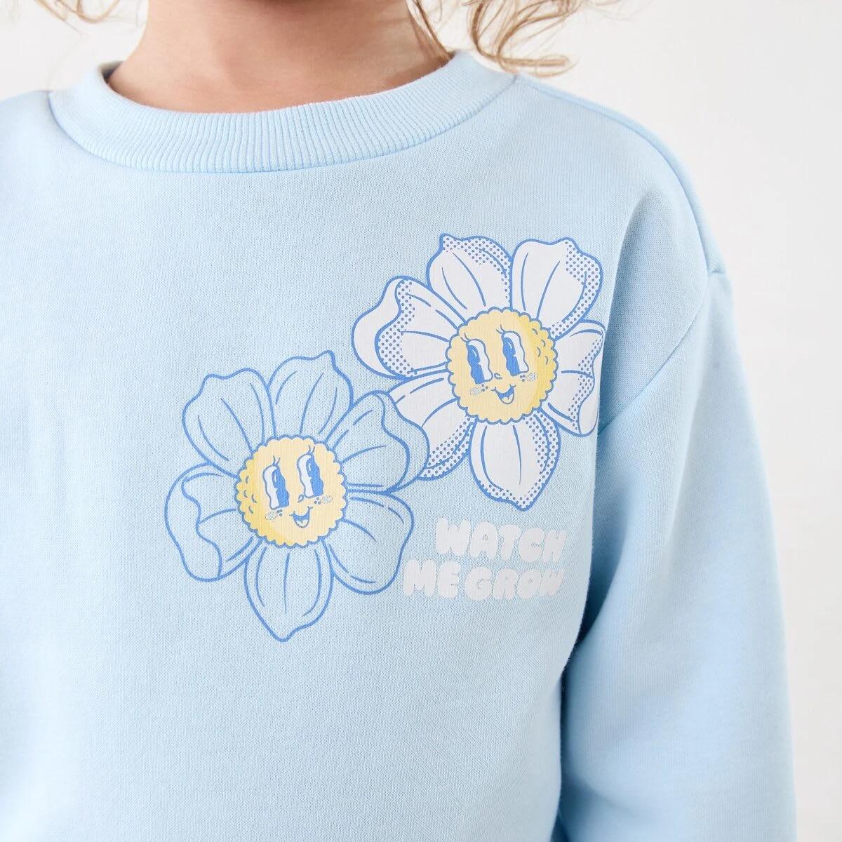 4 Print Crew Neck Sweatshirt WATCH ME GROW BLUE, 4 of 7