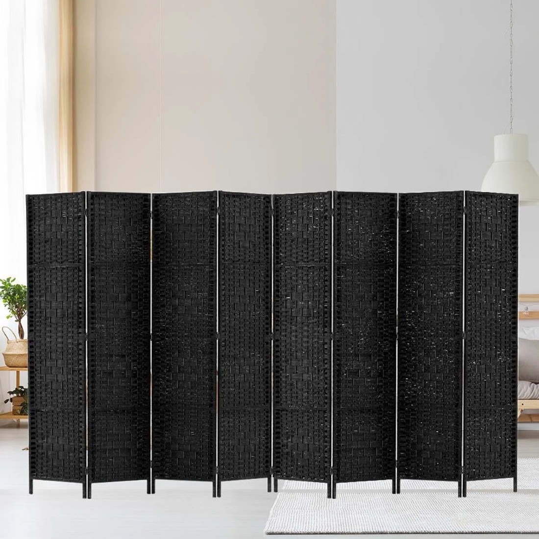 8 Artiss 8 Panel Room Divider Screen 326x170cm Woven - Black, 8 of 8
