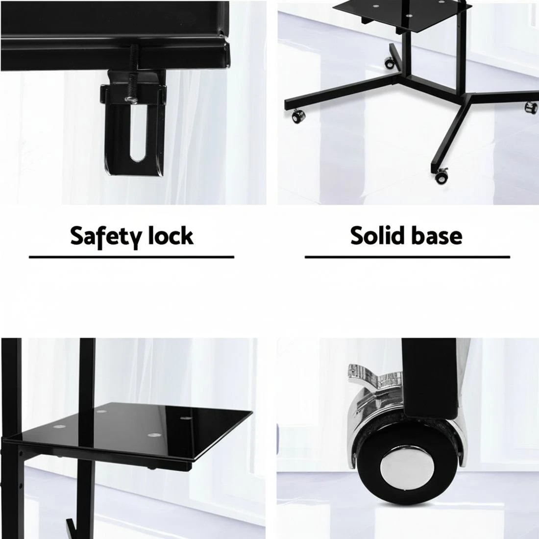 5 Artiss Mobile TV Stand for 32"-65" - Black, 5 of 6