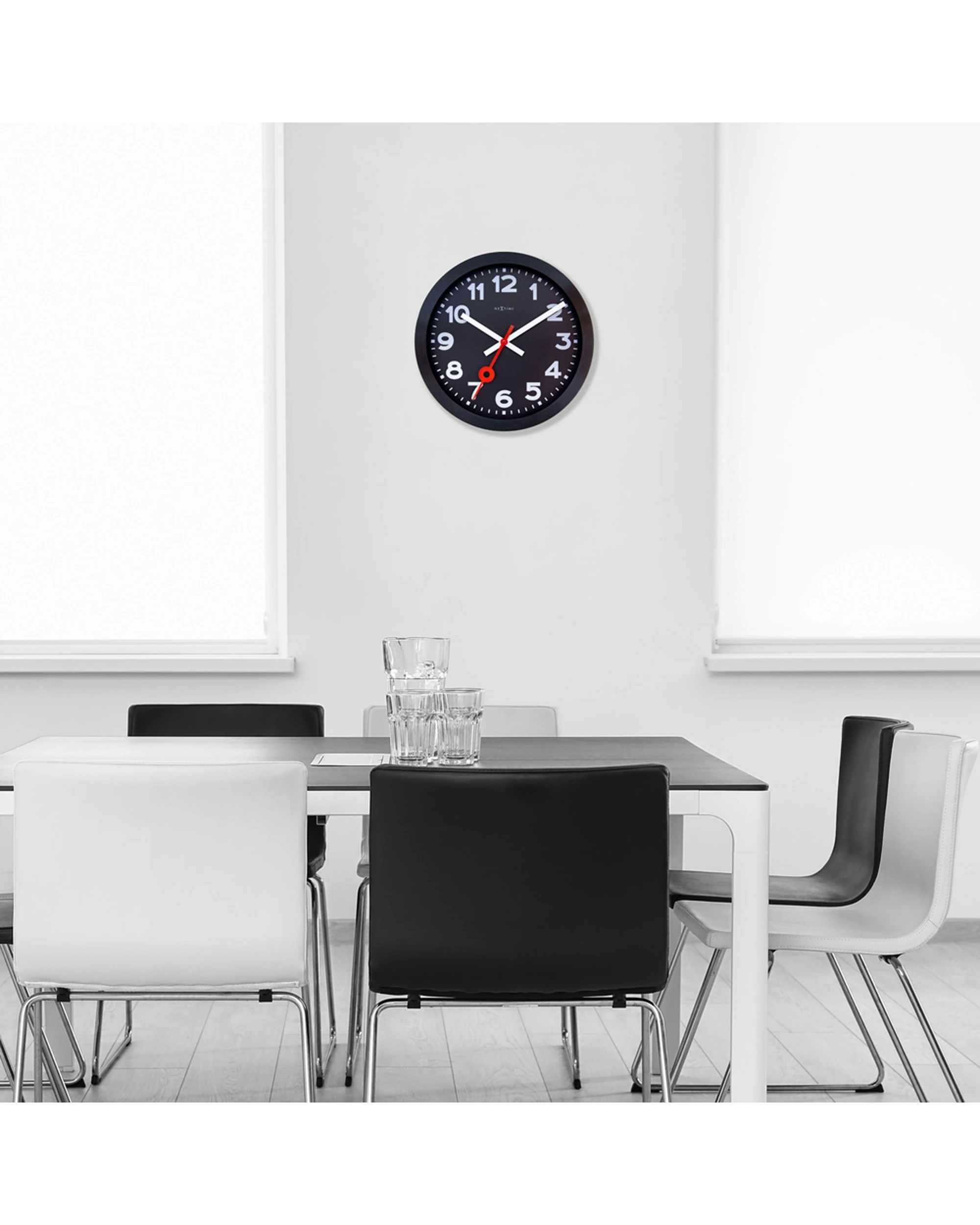 3 NEXTIME Wall Clock Station Silent Operation Metal Anodised Aluminium 35cm - Black, 3 of 3