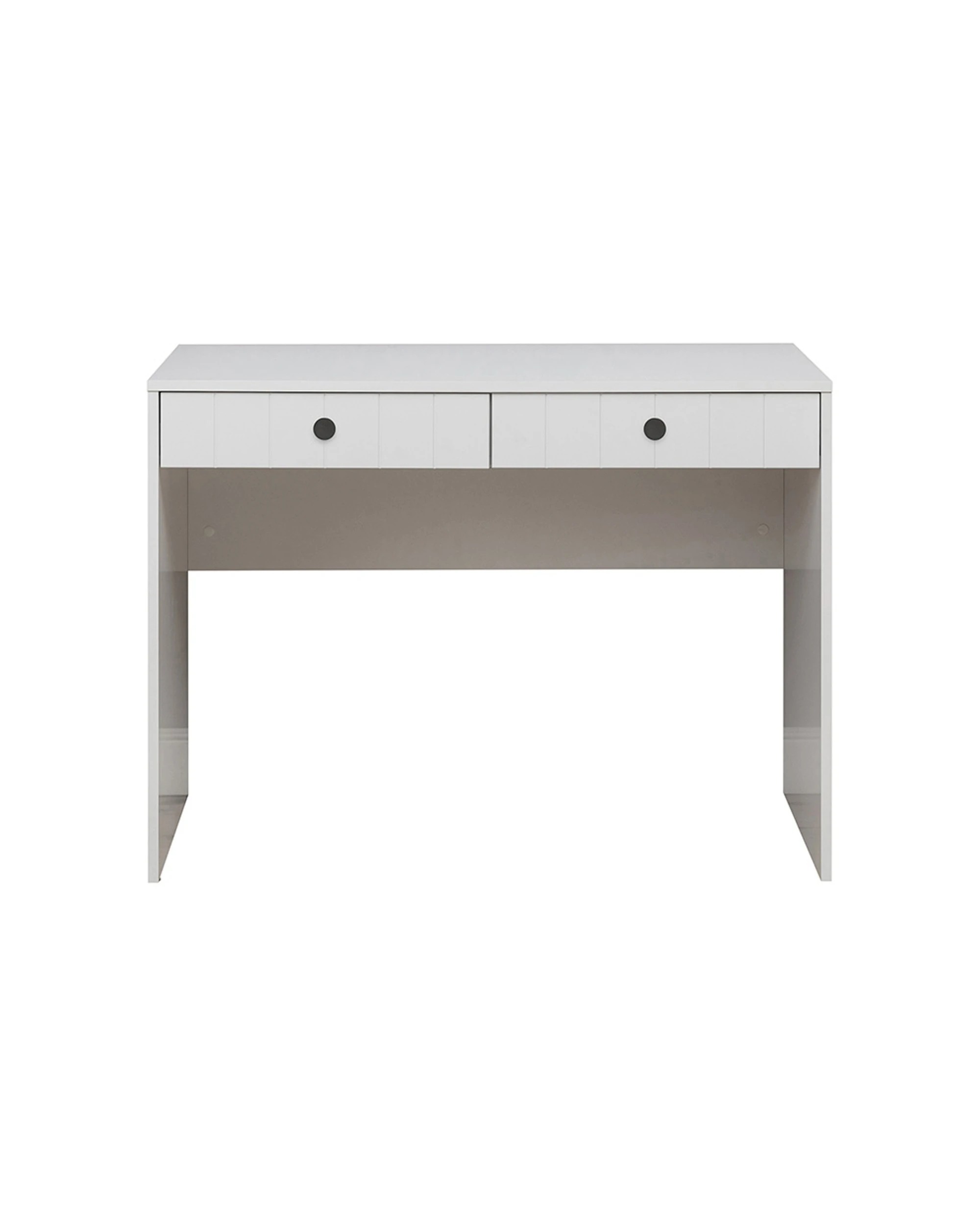 1 European Cabinetry Odessa VJ Panel Furniture Desk Round Handle - White, 1 of 2