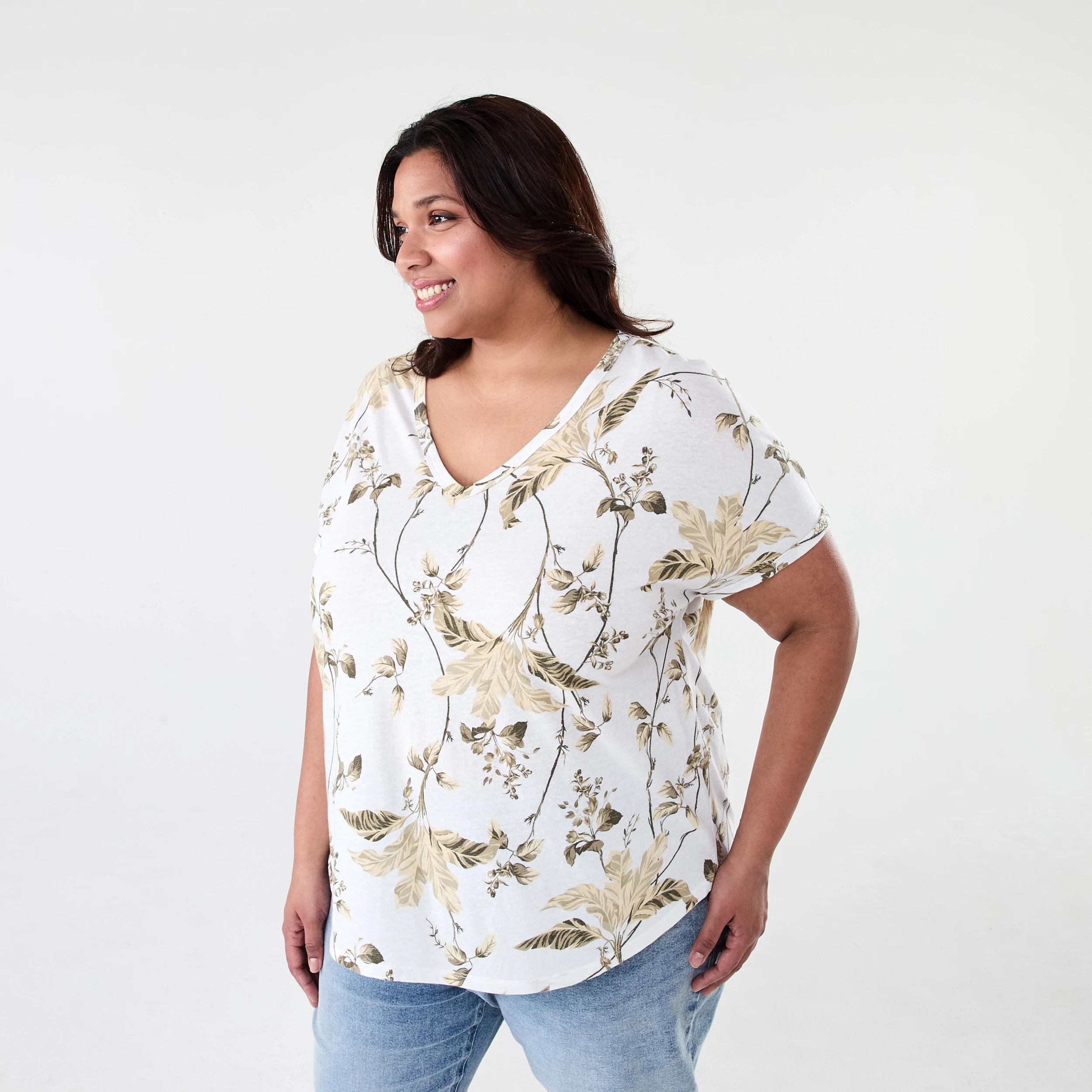 2 Curve Short Sleeve Print V-neck T-shirt Tropical, 2 of 6