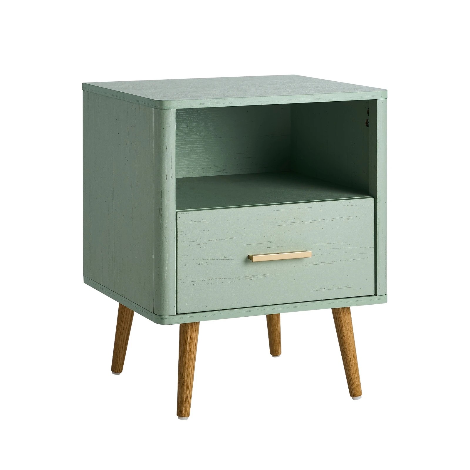6 Oikiture Bedside Table 1 Drawer Open Shelf Side End Tables Nightstand
 - Green, 6 of 10