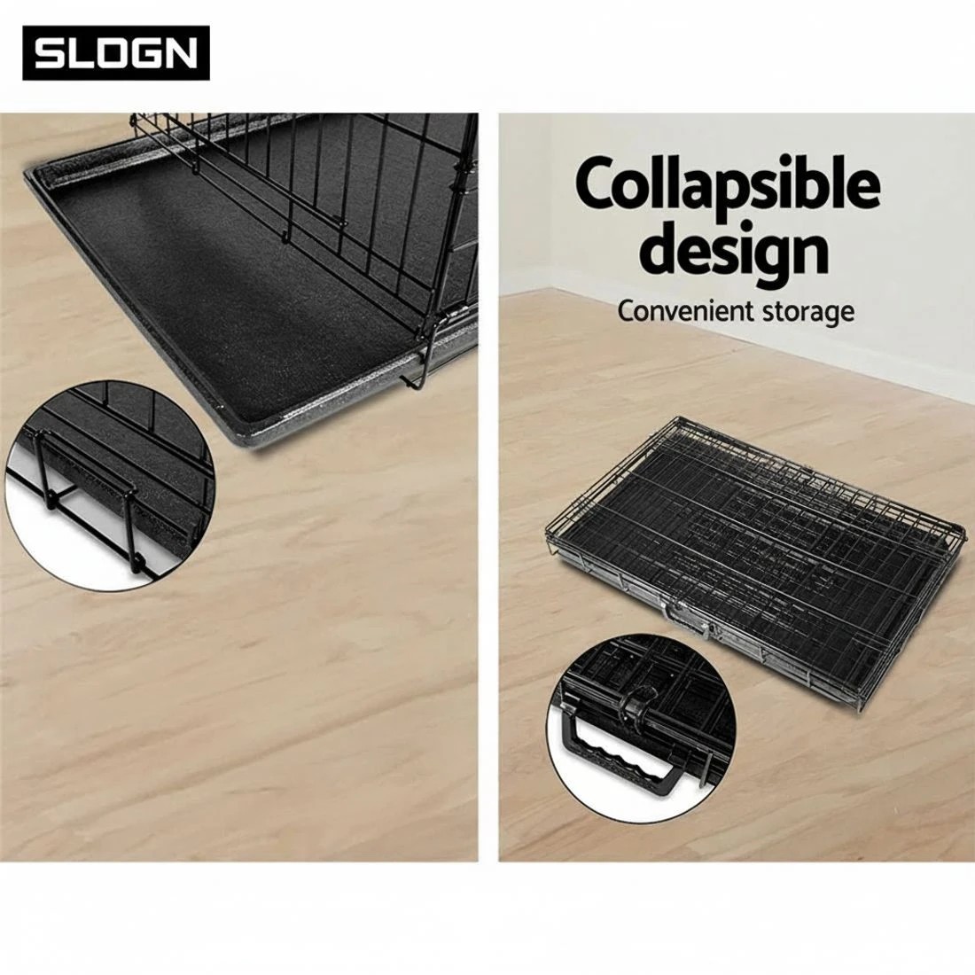 4 i.Pet 48" Dog Cage Crate Large Kennel 3 Doors - Black, 4 of 5