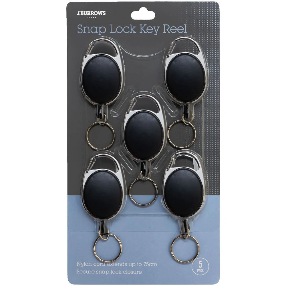 4 J.Burrows Retractable Snaplock Key Holder 5 Pack Black, 4 of 4