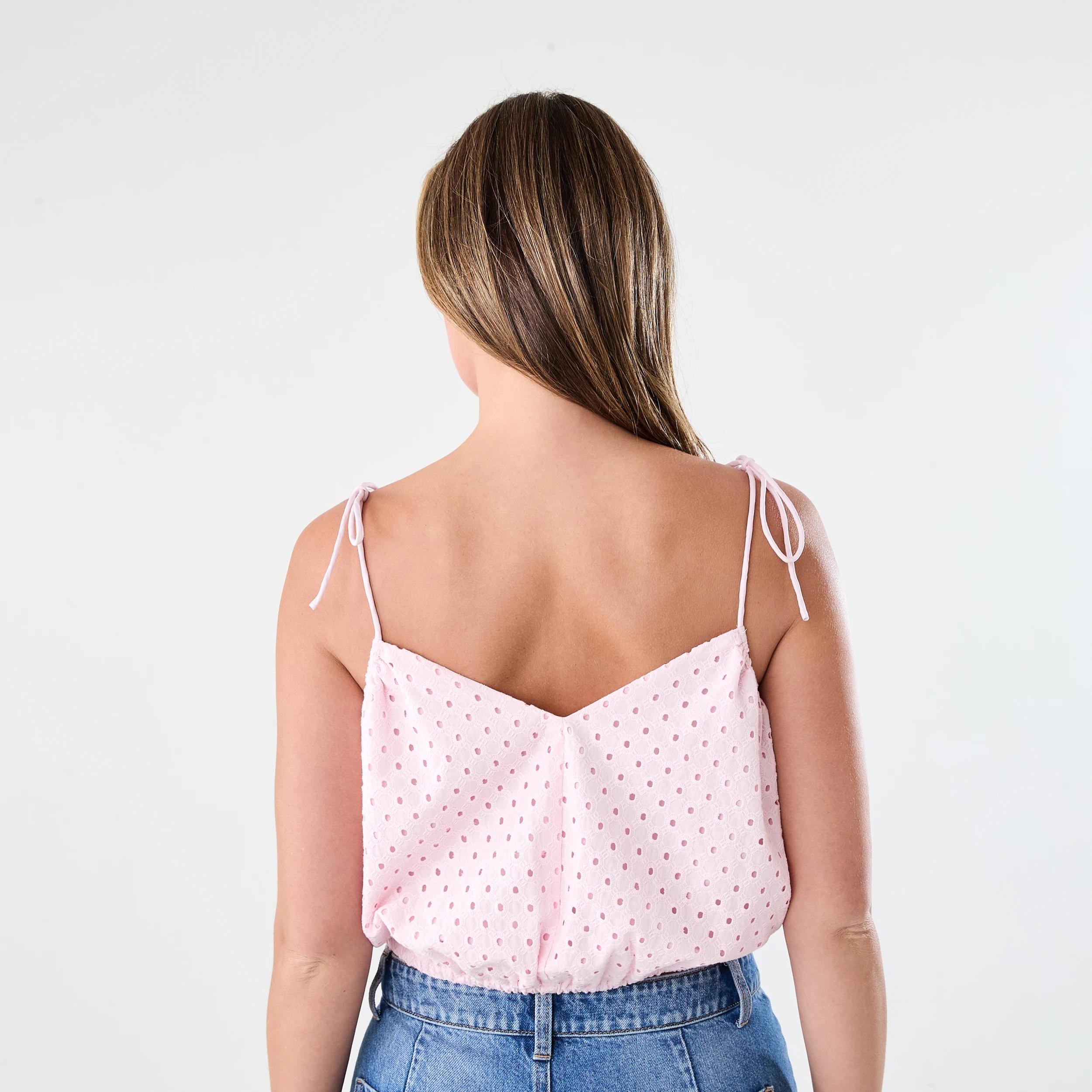 3 Sleeveless Broderie Shoulder Tie Top Soft Pink, 3 of 6