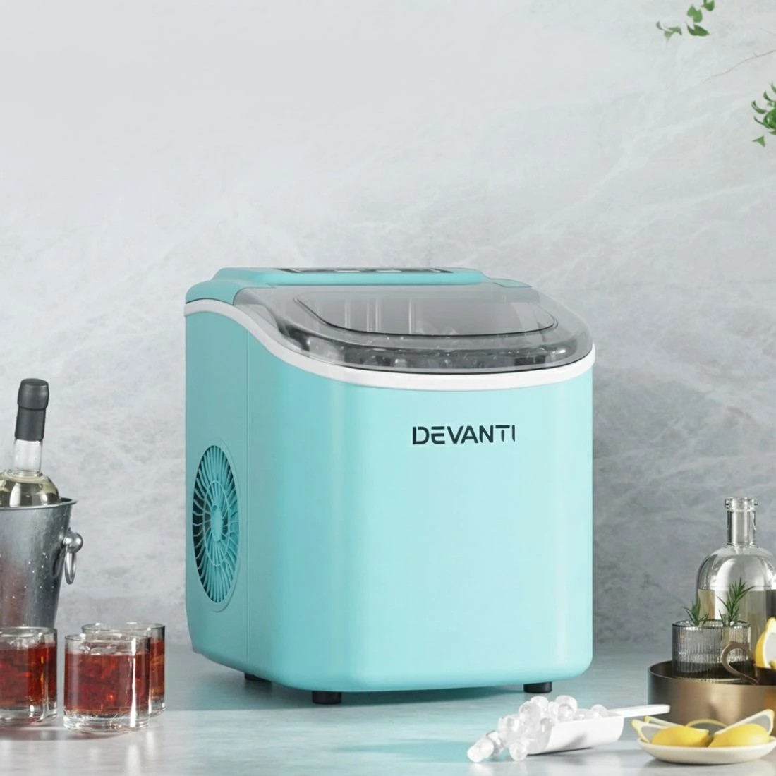 3 Devanti 12kg Ice Maker Machine w/Self Cleaning Green - Green, 3 of 8